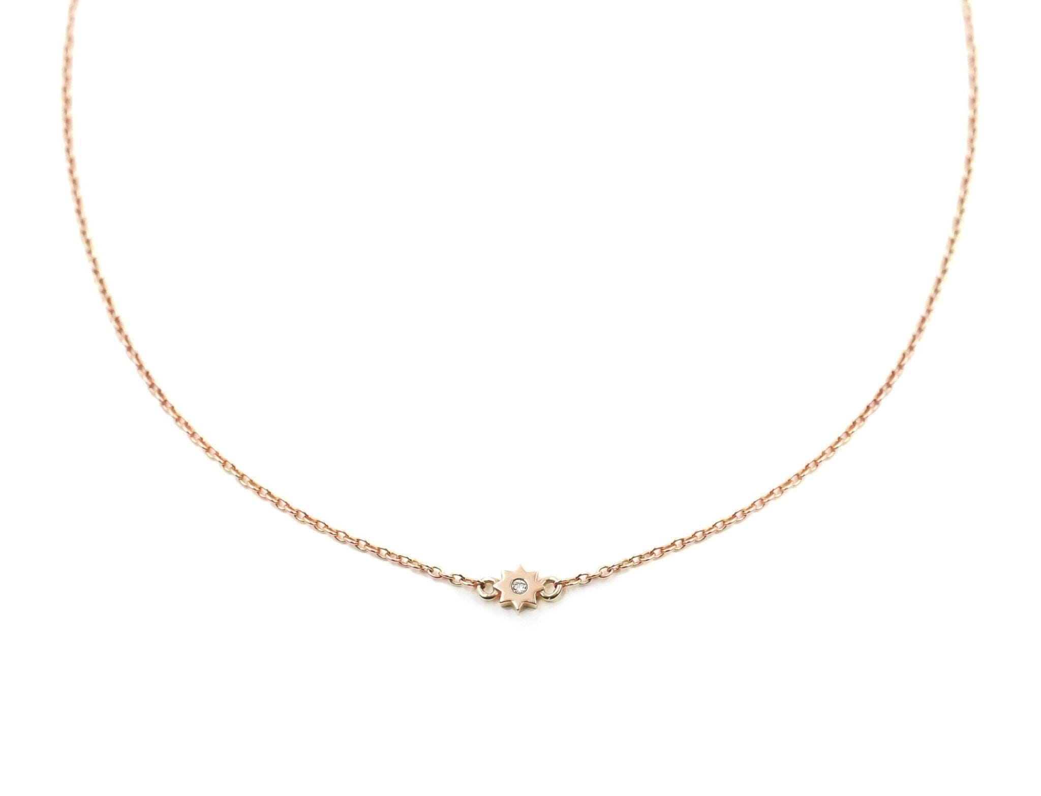 Mini Starburst & White Diamond Dainty Necklace Necklaces - BONDEYE JEWELRY ®