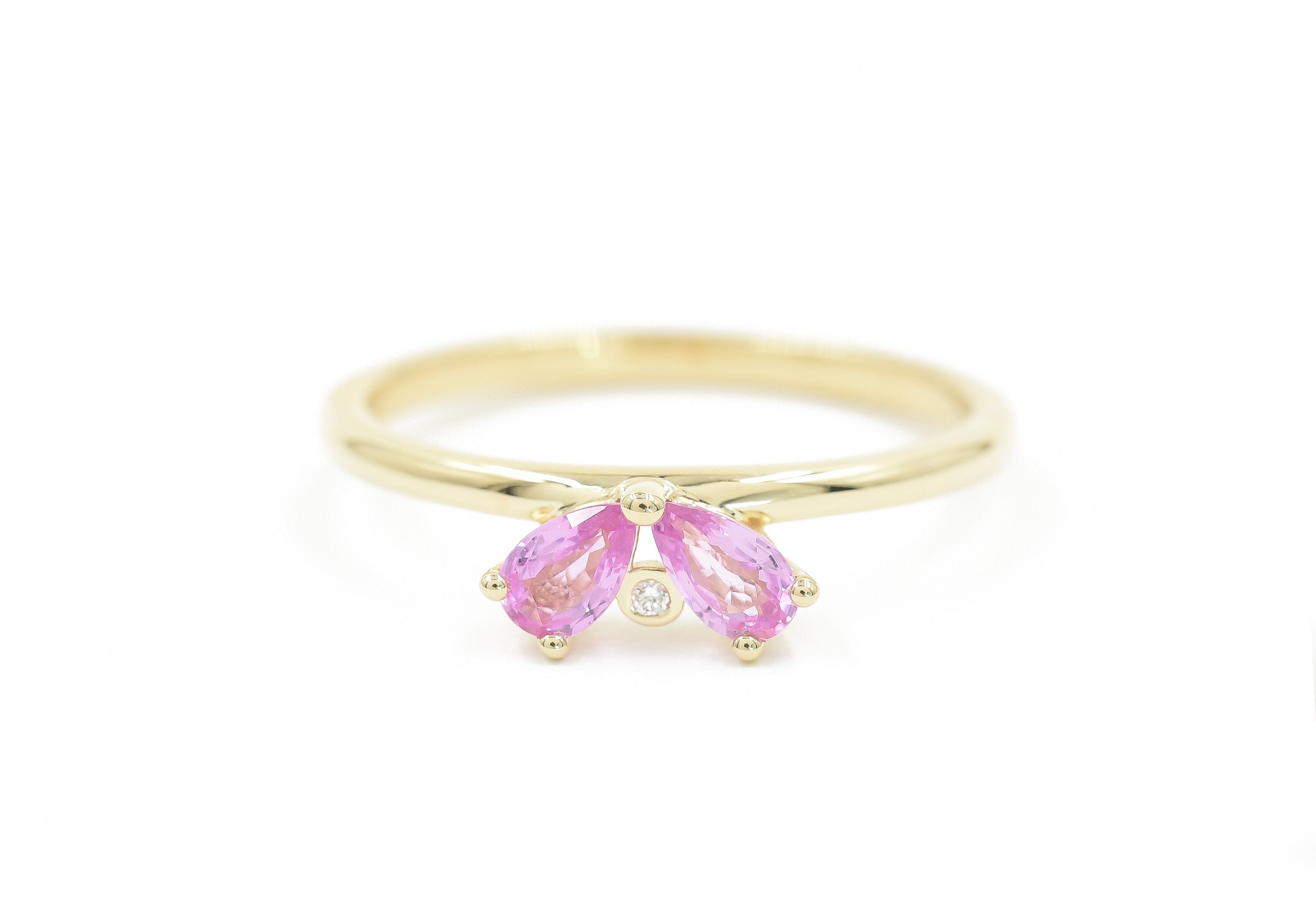 Pink Sapphire Flower Petal Ring Rings - BONDEYE JEWELRY ®