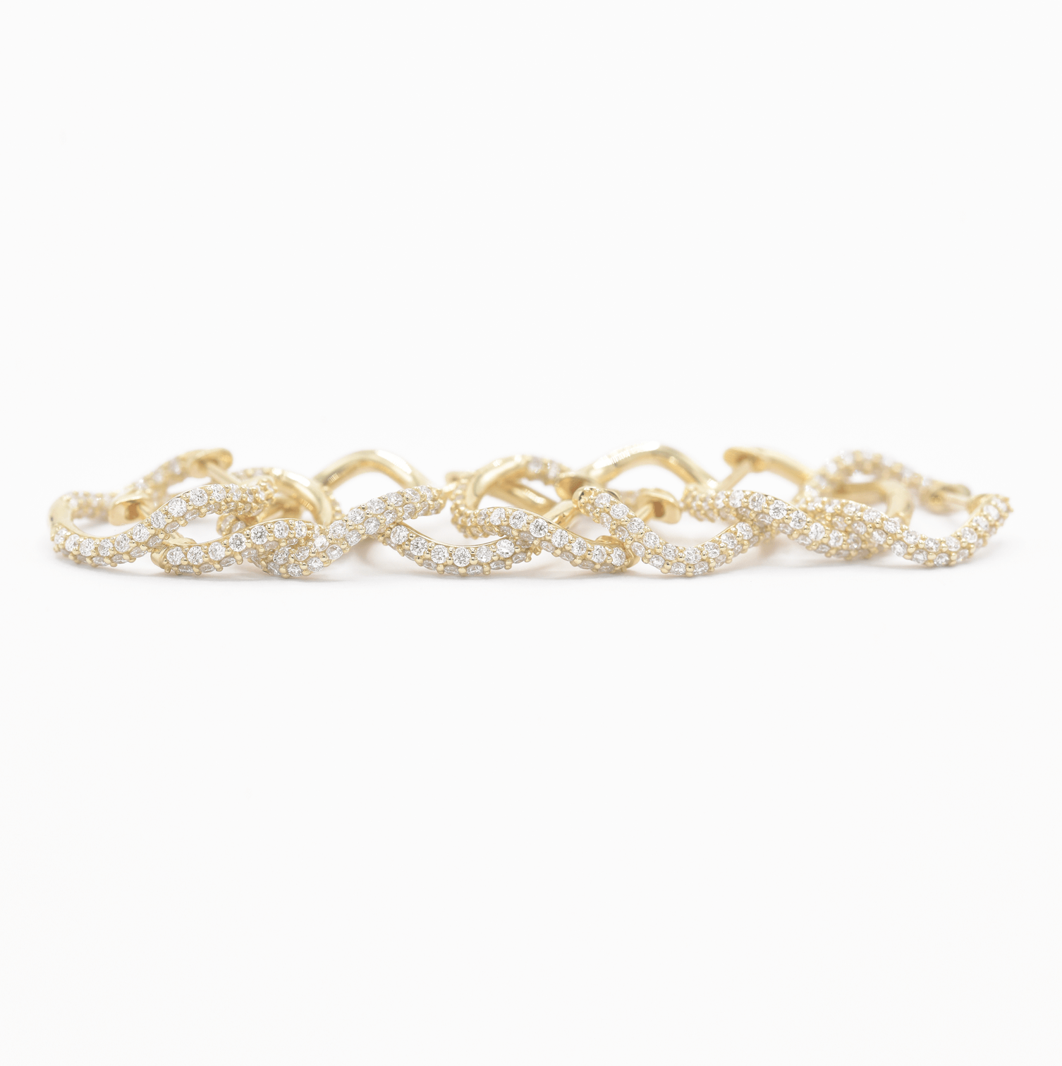 Small Hinged Wave Hoops, Full Pavé Diamonds