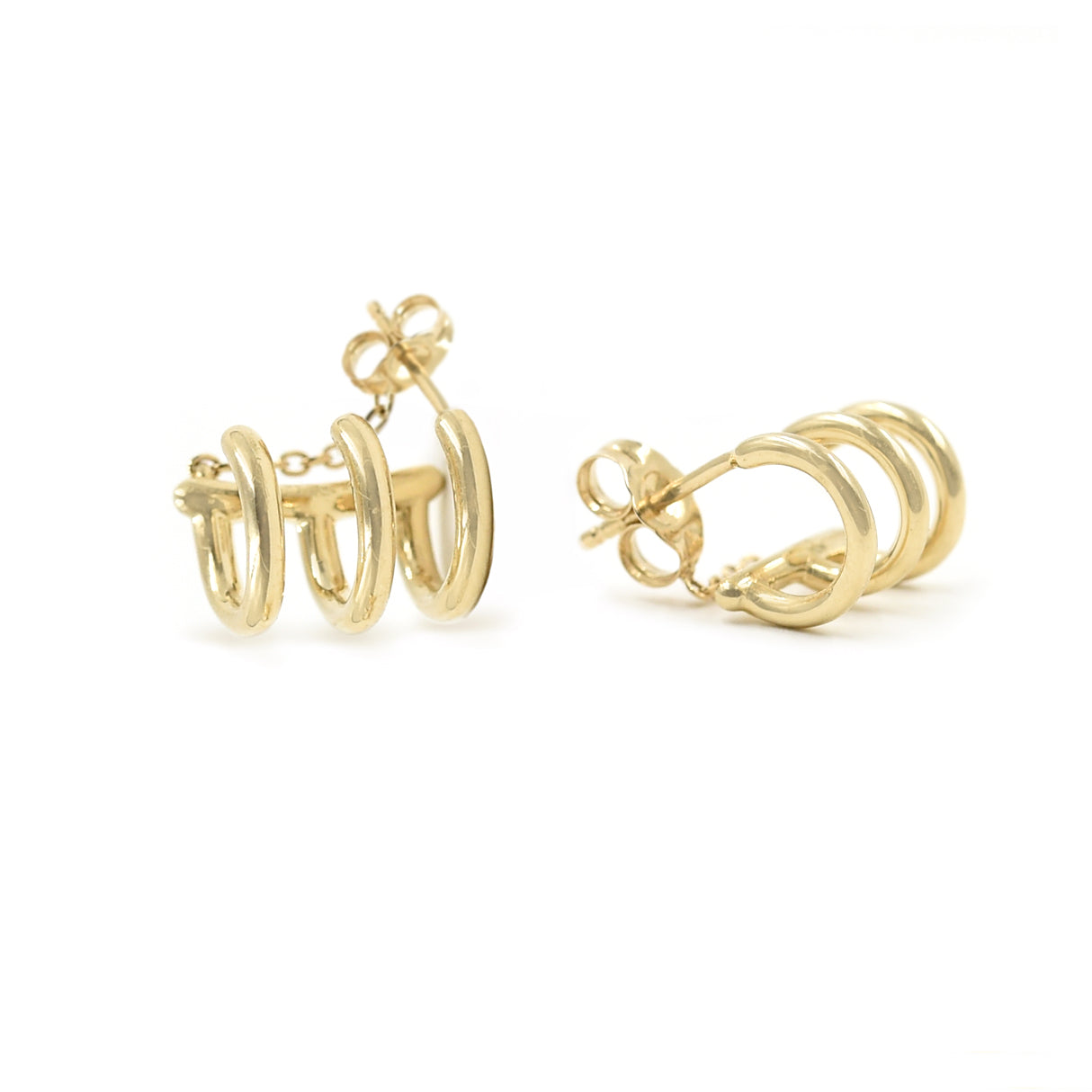 Bondeye Jewelry Three Hoop Earring Yellow Gold Pair