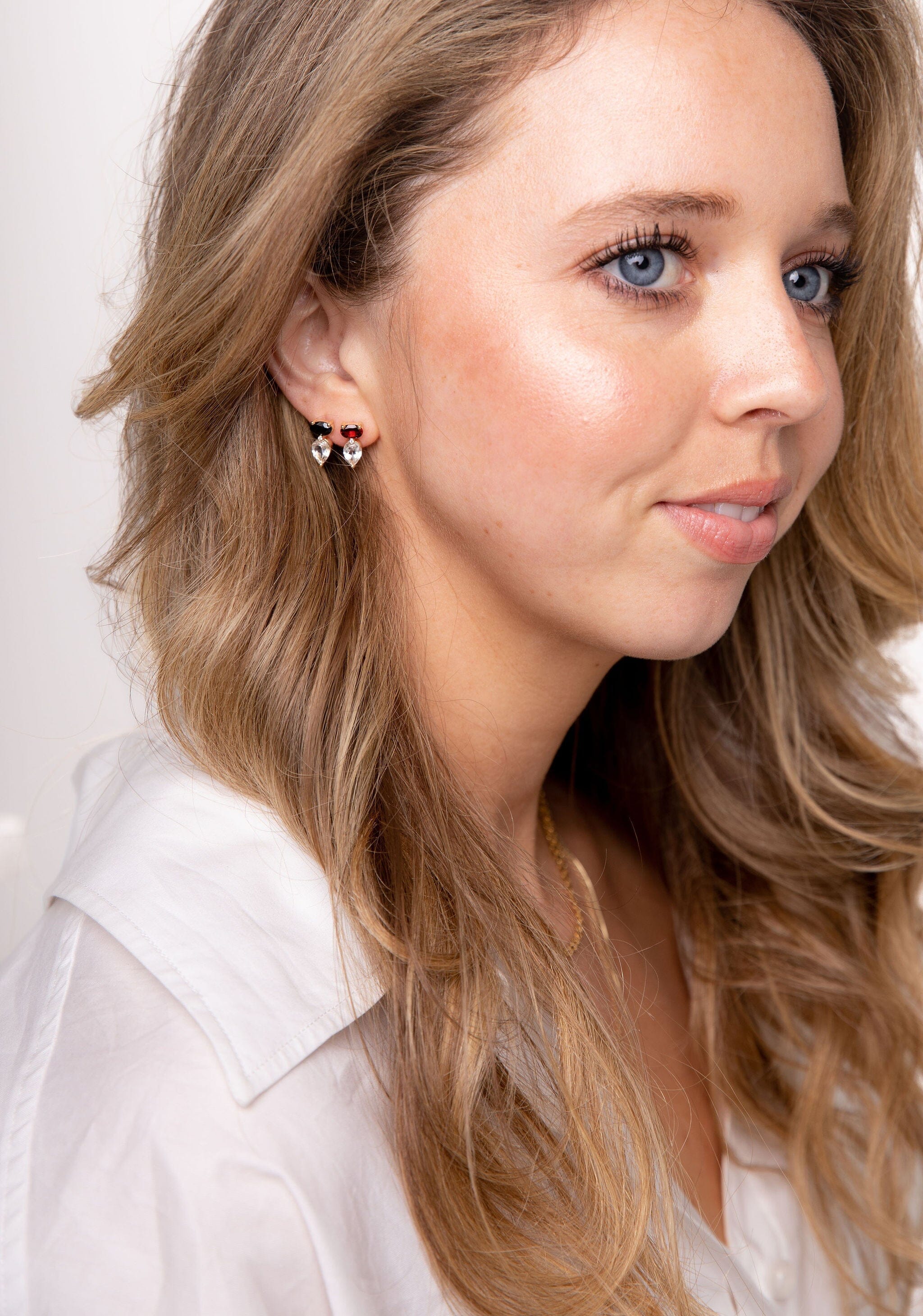Tiered Black & White Jollie Studs Earrings - BONDEYE JEWELRY ®