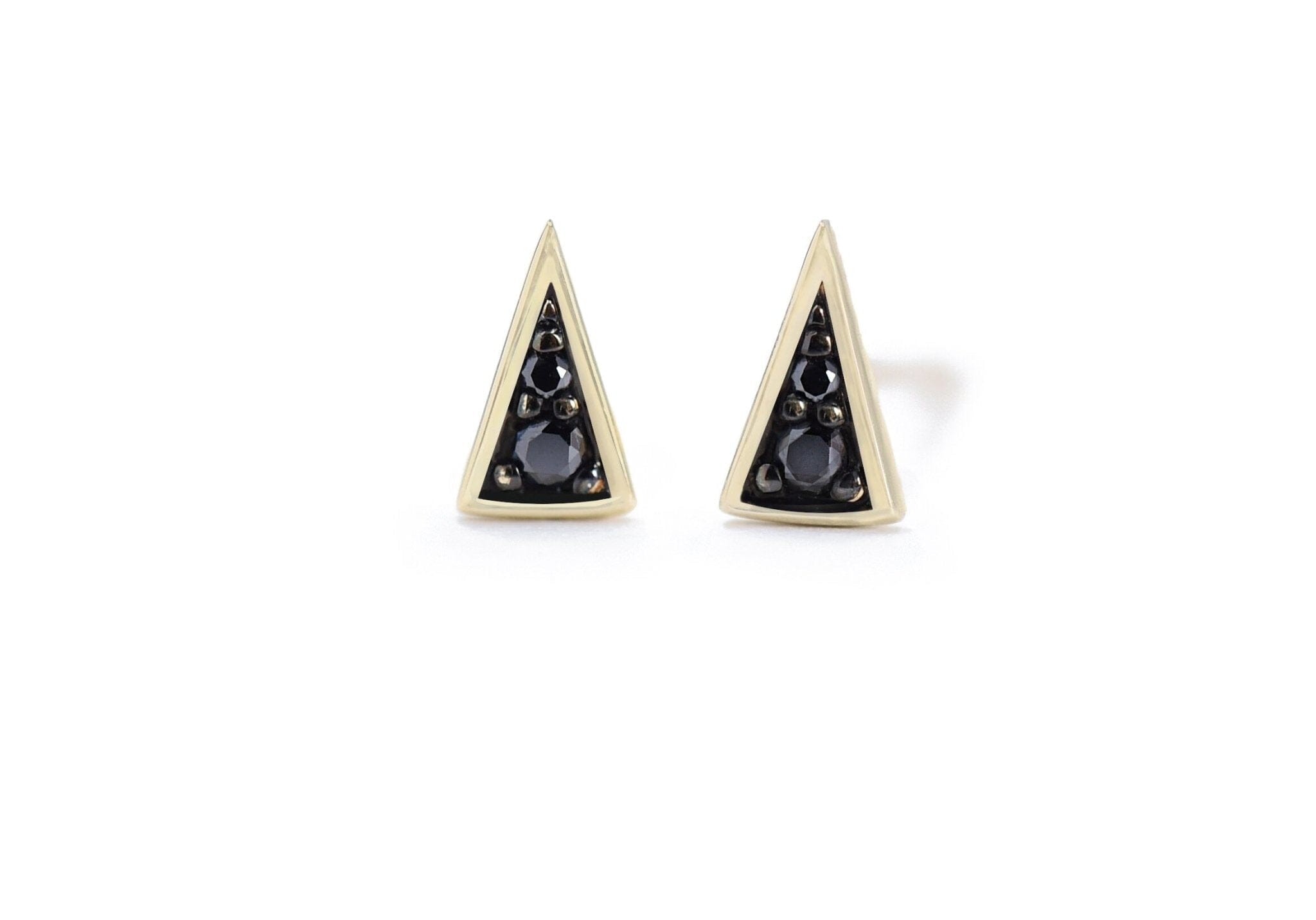Vela Black Diamond Triangle Studs Earrings - BONDEYE JEWELRY ®