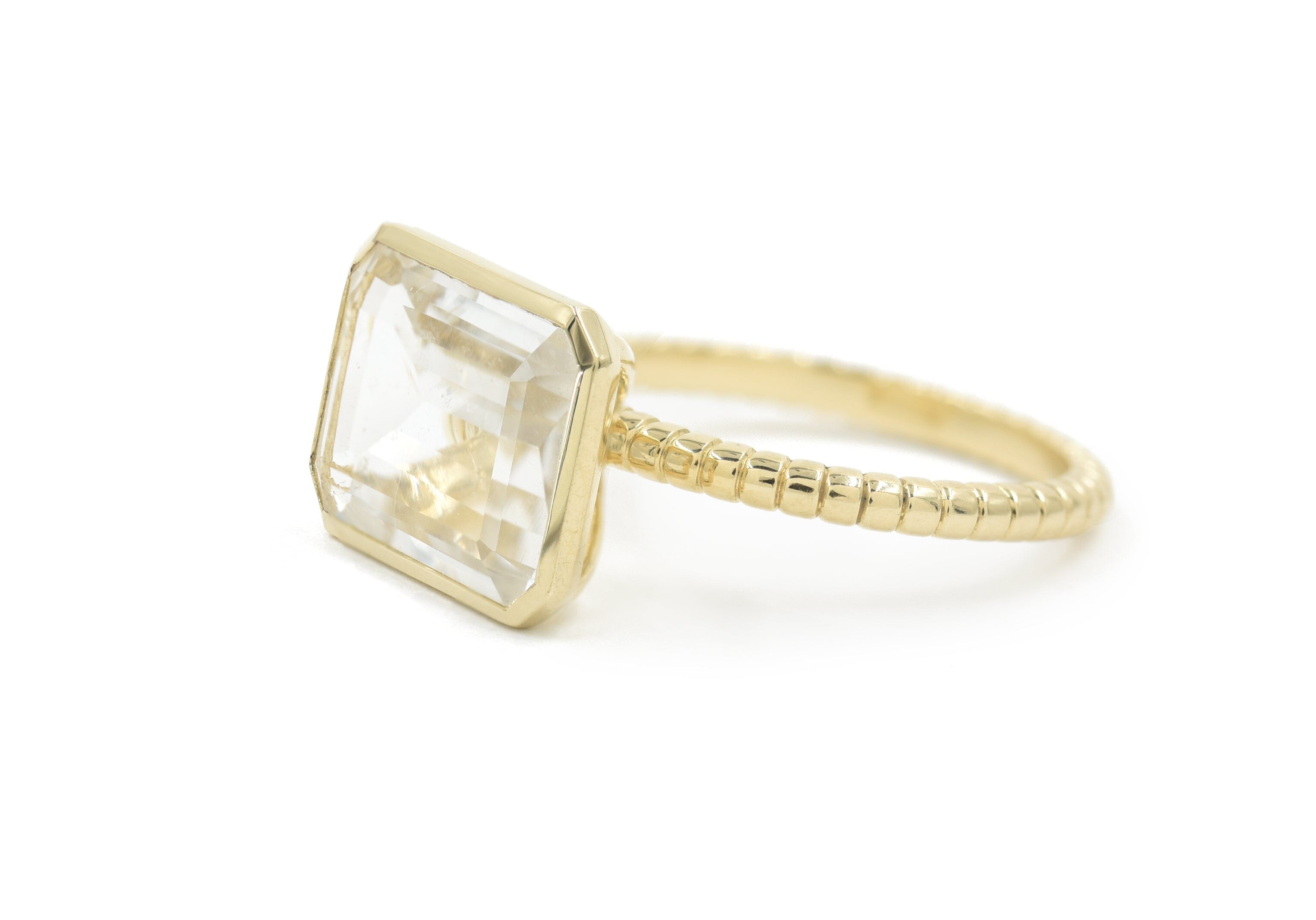 White Topaz Emerald Cut Jollie Ring Rings - BONDEYE JEWELRY ®