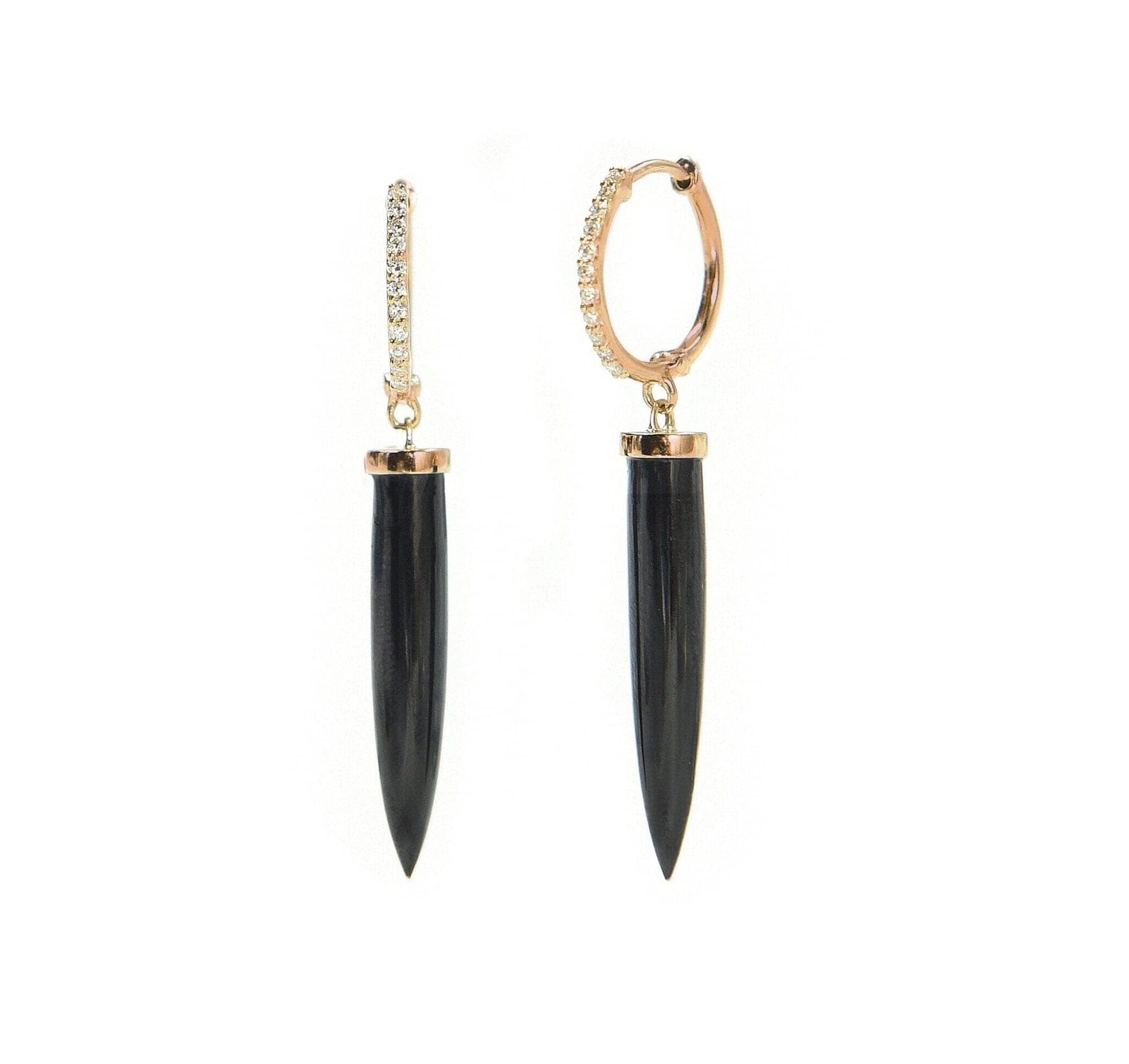 Aphrodite Diamonds & Black Spinel Hoop Earrings Earrings BONDEYE JEWELRY ® Rose Gold Pair