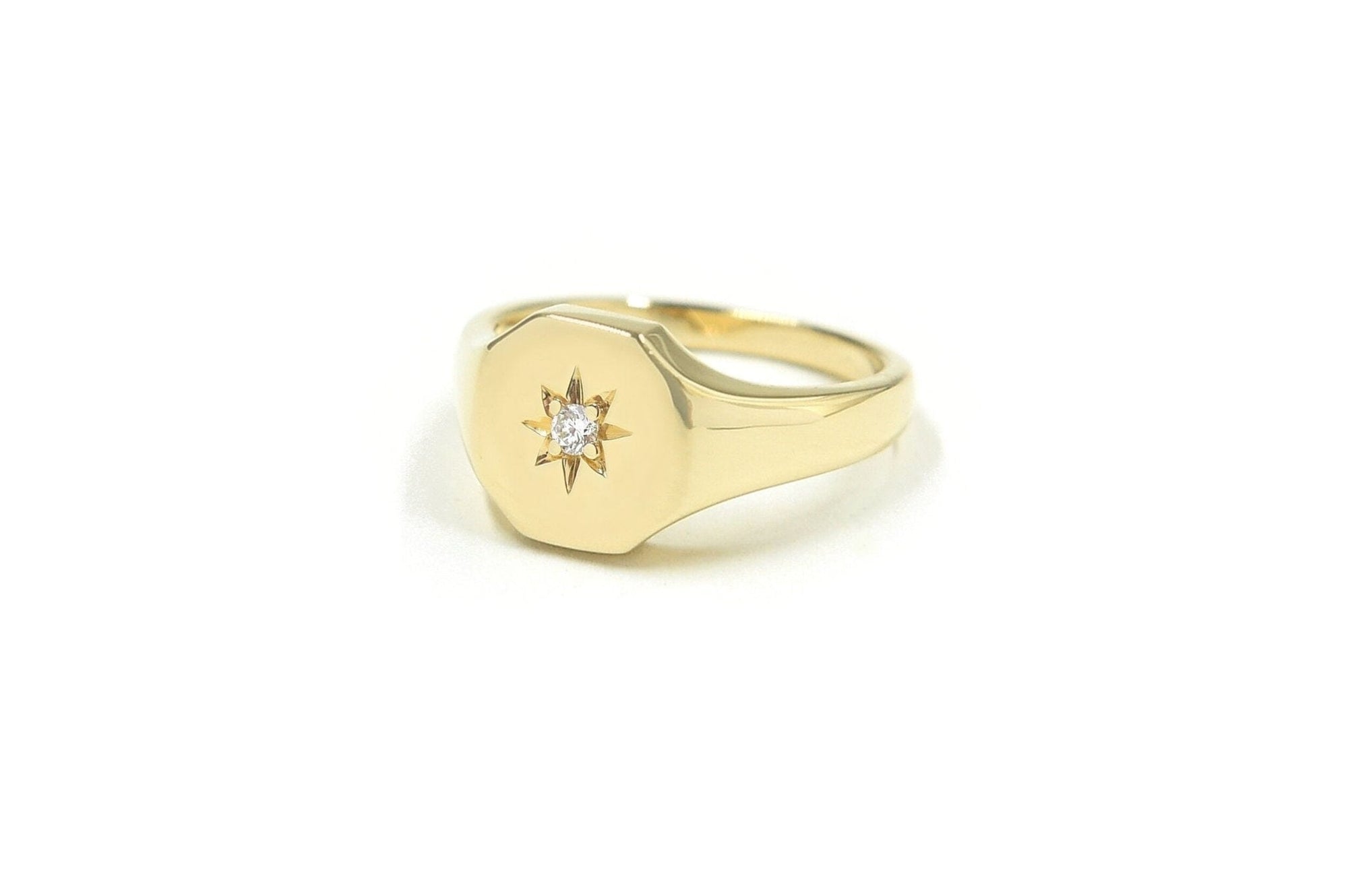 Best Seller! Josie Diamond Star Signet Rings BONDEYE JEWELRY ® Yellow Gold 2