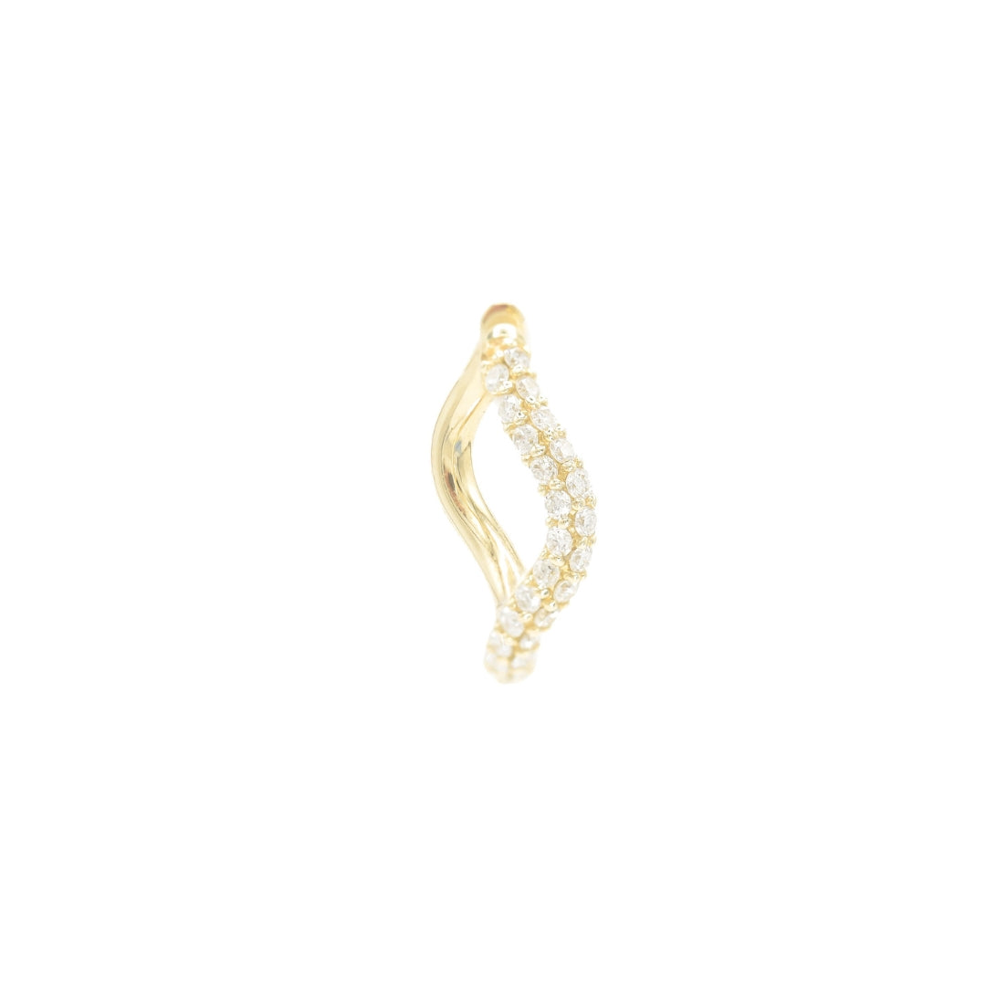 Small Hinged Wave Hoops, Pavé Diamonds (Front Only)