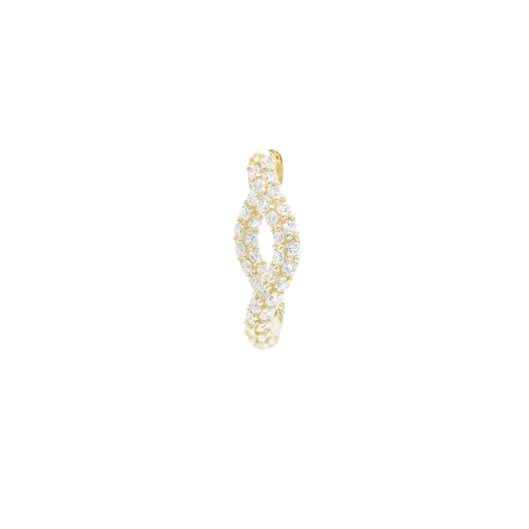 Small Hinged Wave Hoops, Full Pavé Diamonds