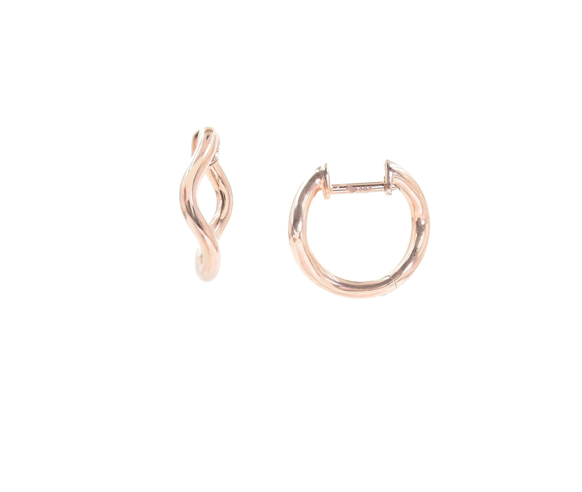 Huggie Hinged Wave Hoop Earrings BONDEYE JEWELRY ® Rose Gold