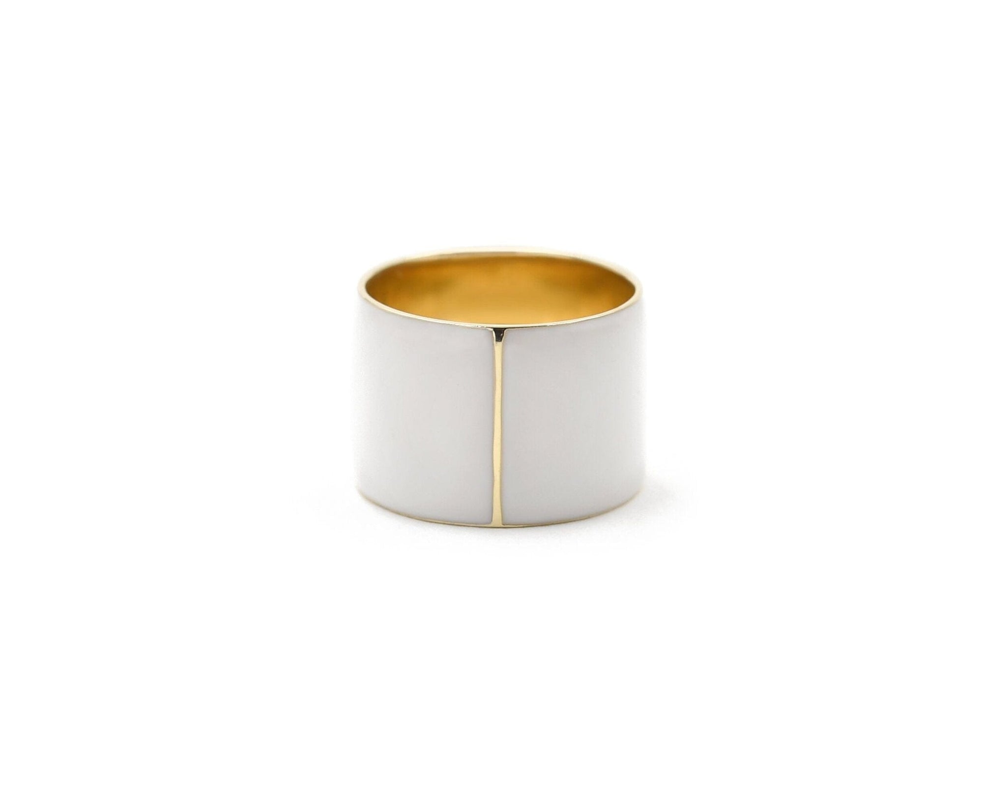 Original White Enamel CB Gold Rings BONDEYE JEWELRY ® Yellow Gold 2.5