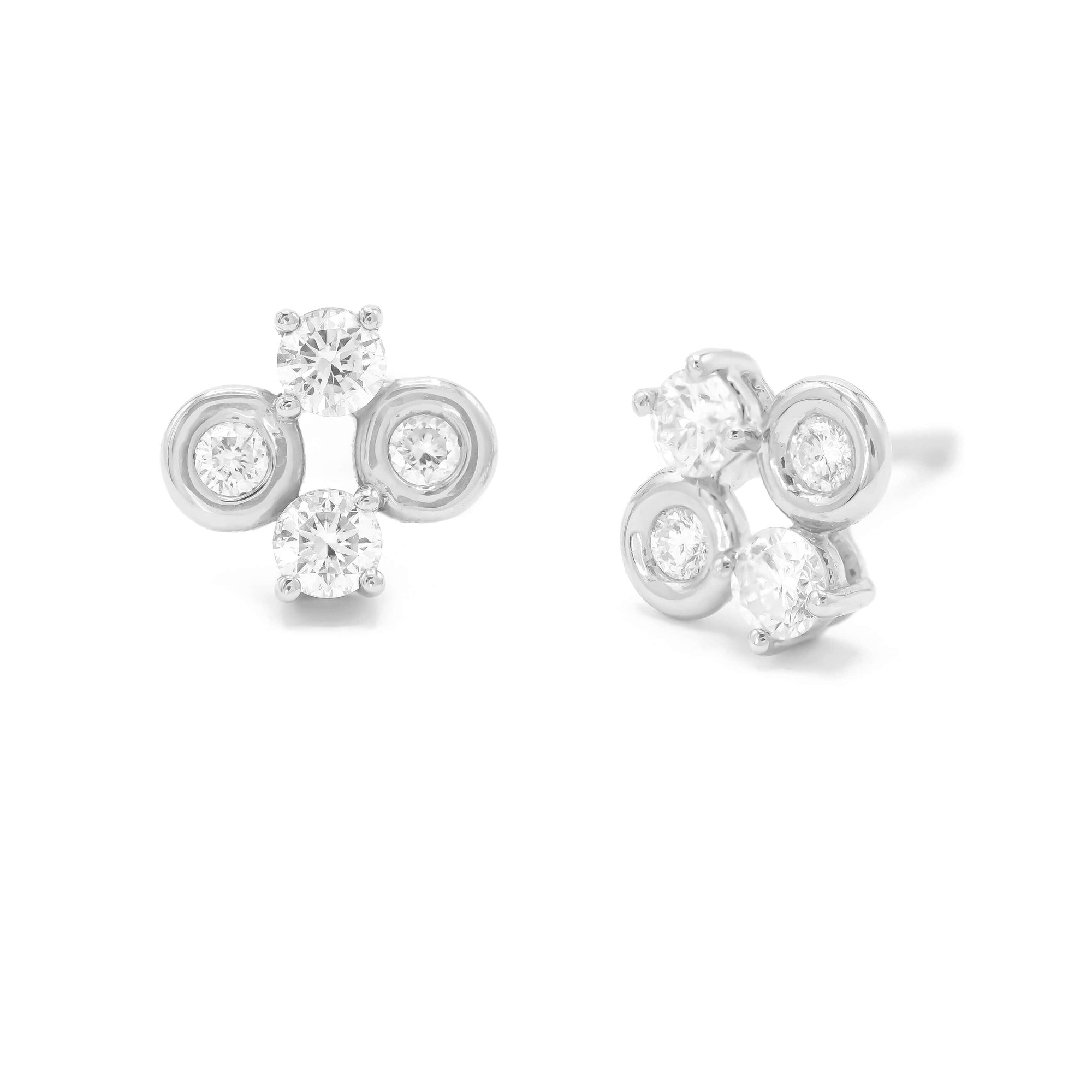 Quartet Studs Earrings BONDEYE JEWELRY ® White Gold Single