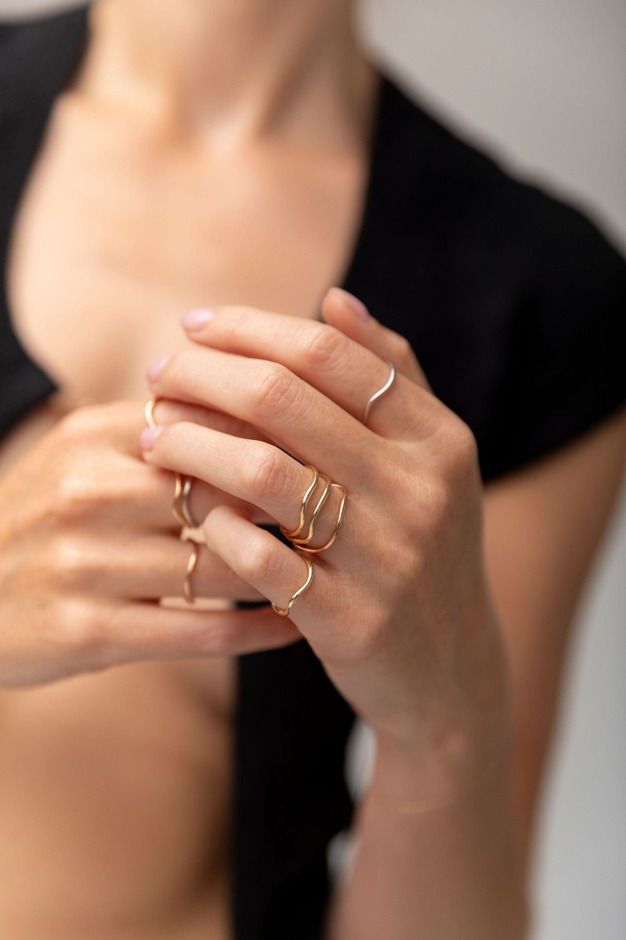 Solid Gold Wave Ring Rings BONDEYE JEWELRY ®