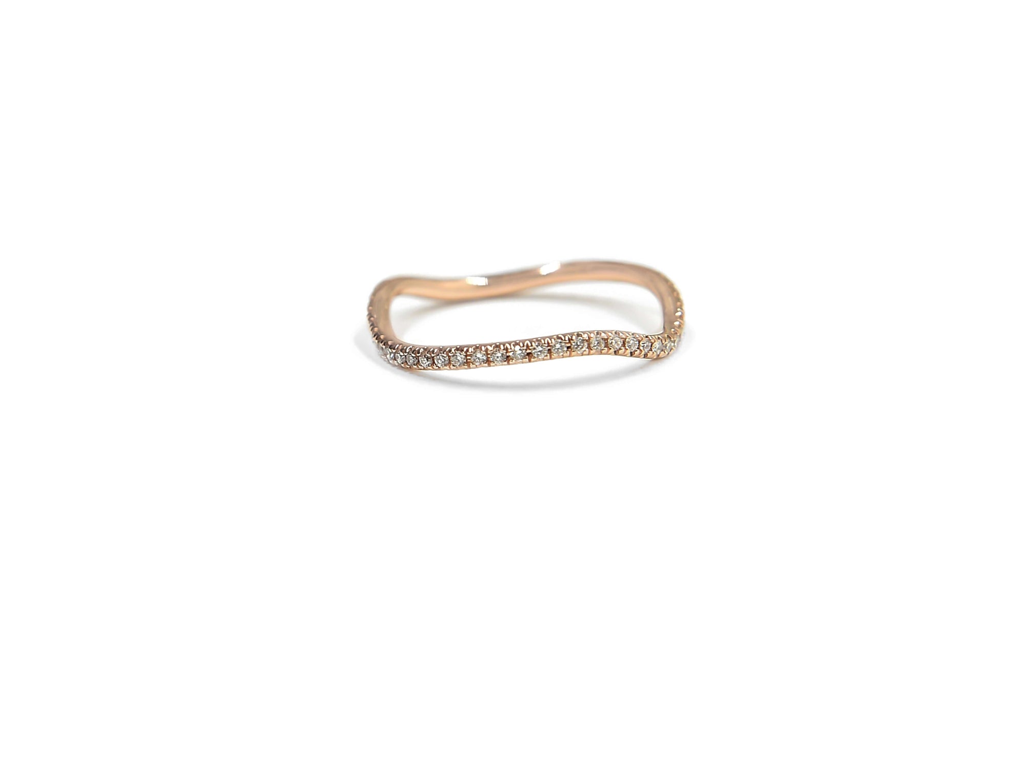 Wave Ring White Diamonds Rings BONDEYE JEWELRY ® Rose Gold 2