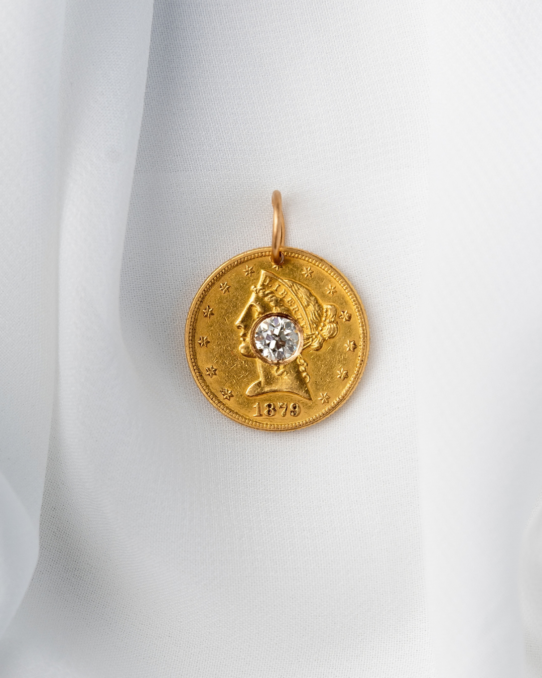 1879 Large Vintage 22K Gold Coin Pendant