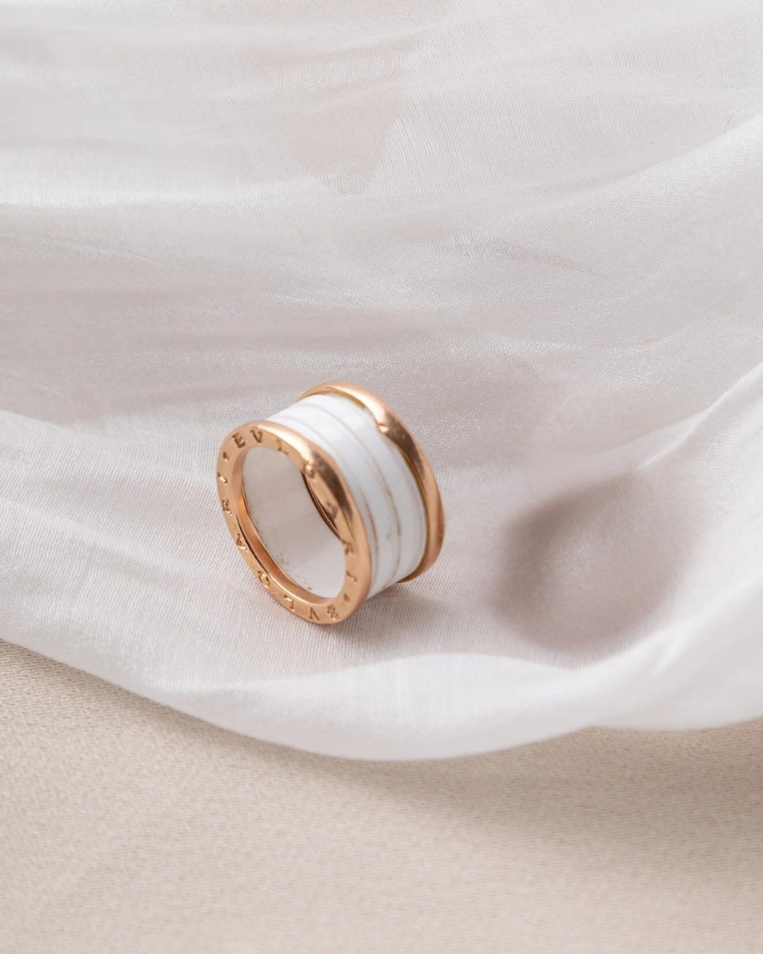 BVLGARI White Signature Ceramic Ring - BONDEYE JEWELRY ®