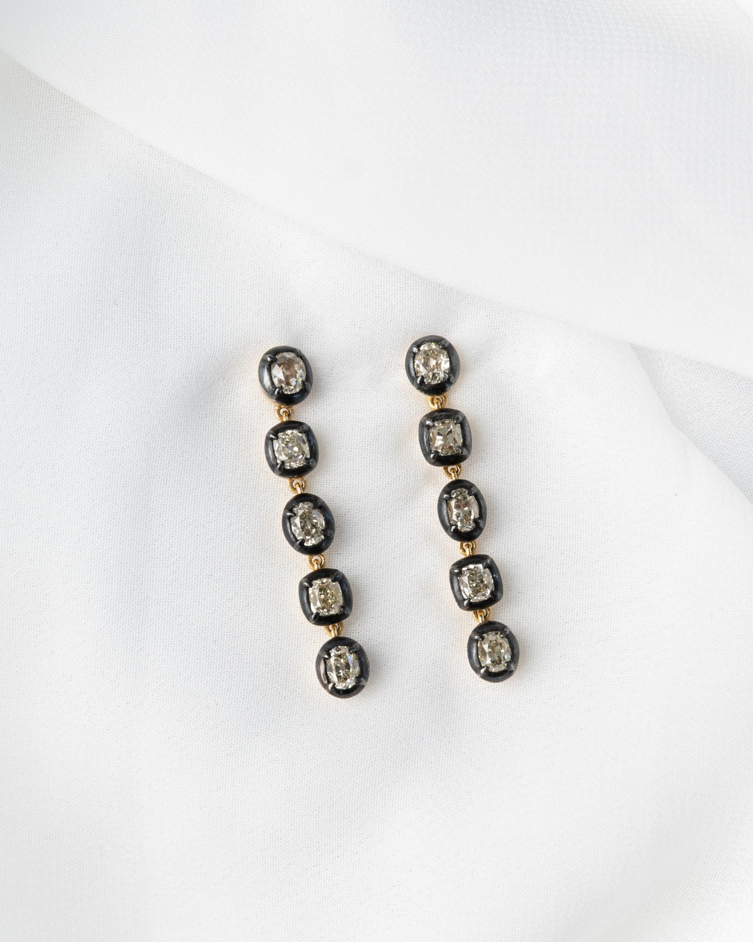 Antique Cut Collet Diamond Earrings