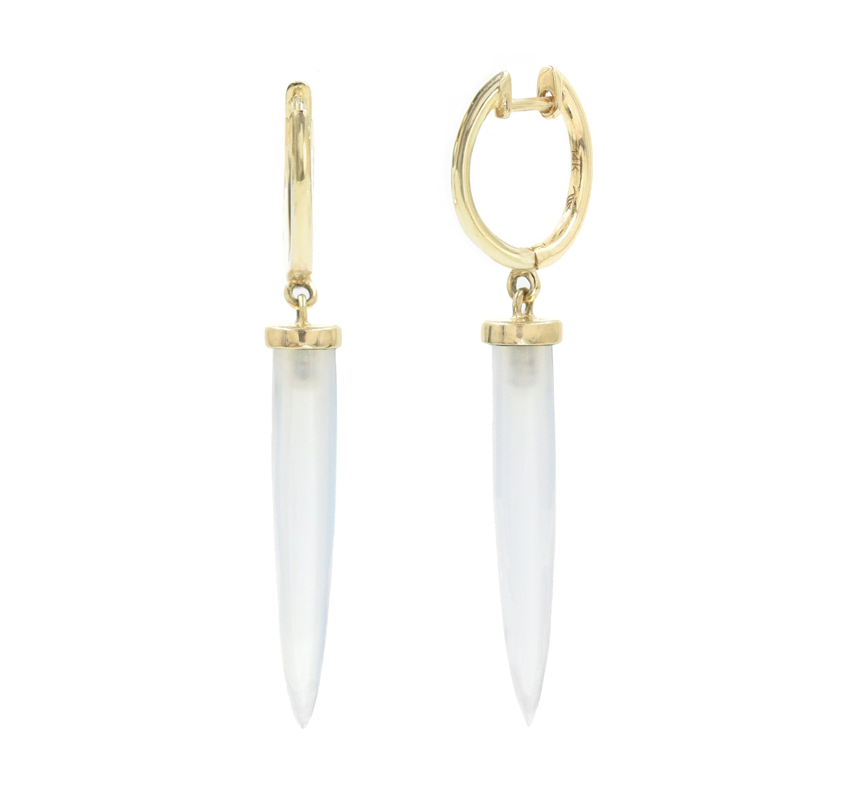Aphrodite Spike Earrings Solid Gold x Chalcedony earrings - BONDEYE JEWELRY ®