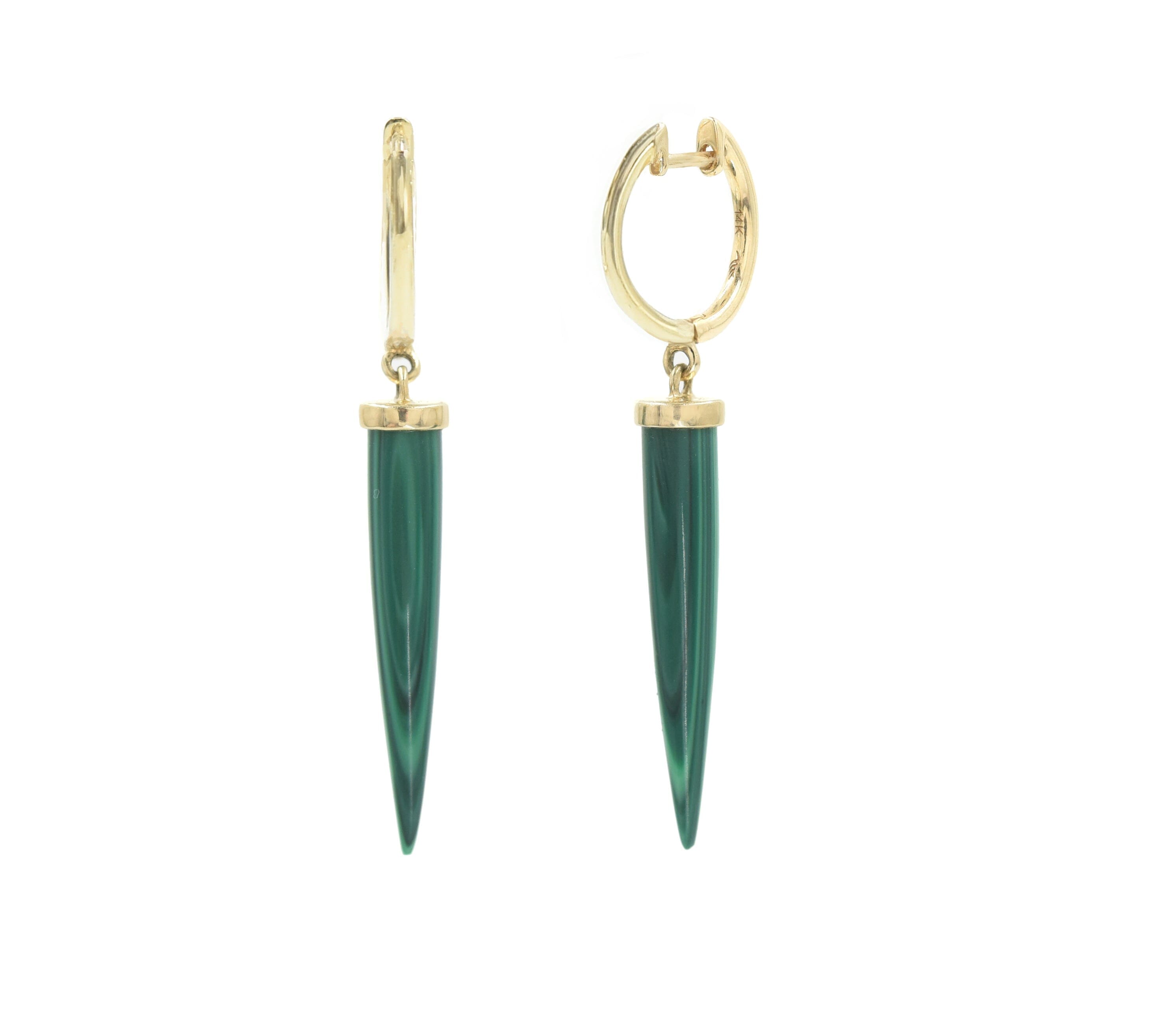 Aphrodite Spike Earrings Solid Gold x Malachite earrings - BONDEYE JEWELRY ®