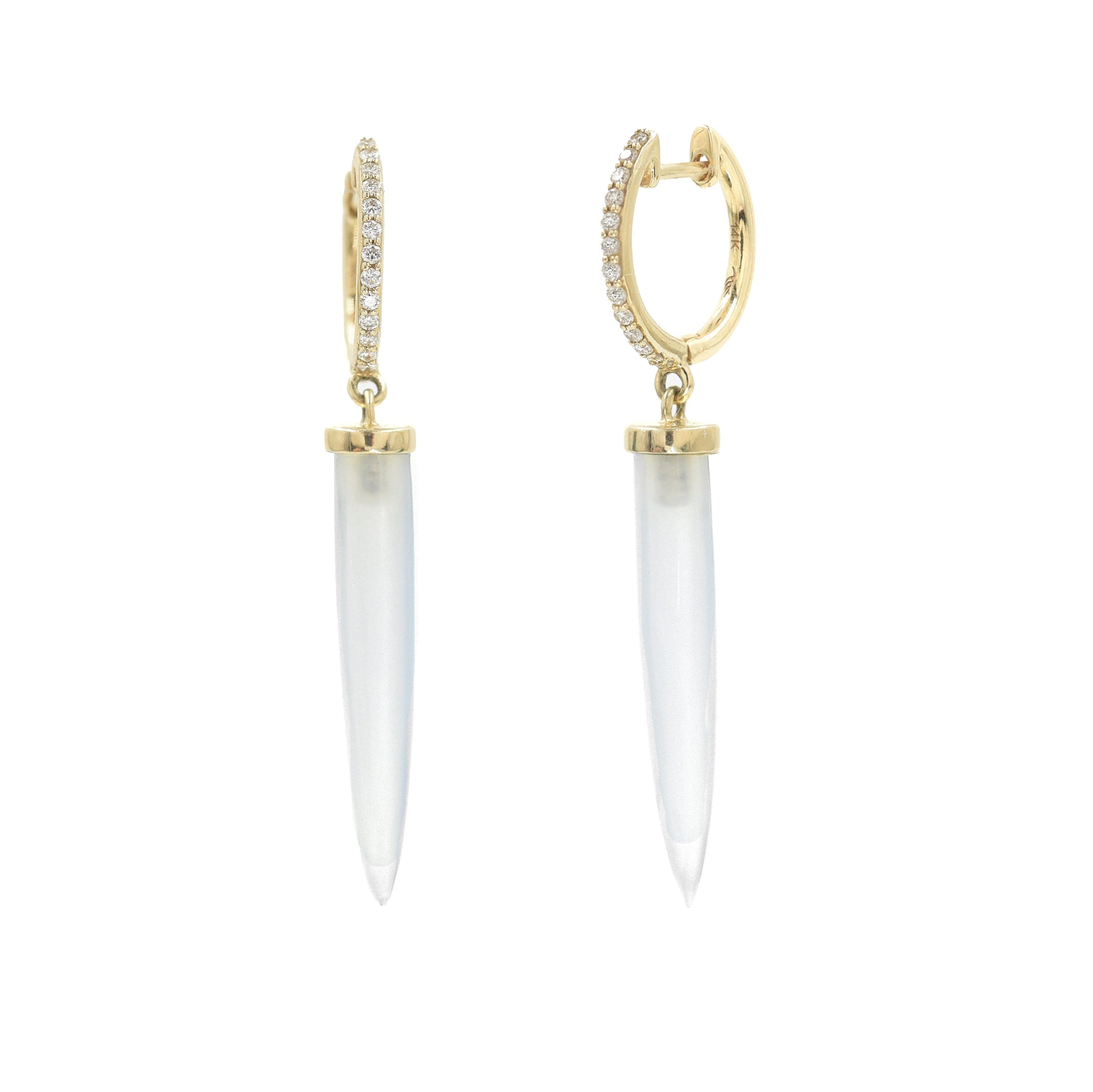 Aphrodite Diamond & Chalcedony Hoop Earrings