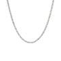 A silver-toned chain necklace with a textured, braided link design, shown against a plain white background.