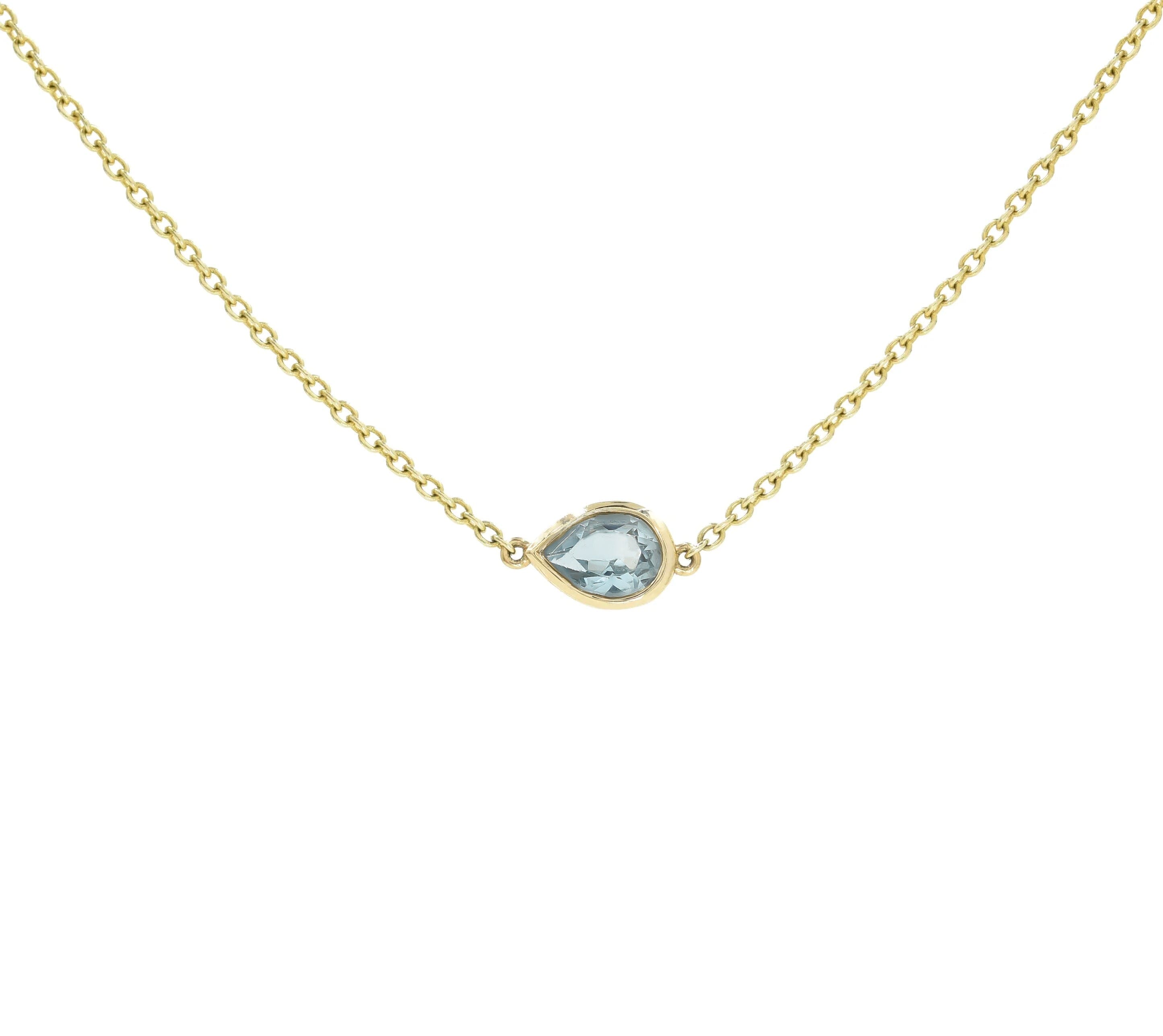 Baby Blue Topaz Pear Jollie Necklace Necklaces - BONDEYE JEWELRY ®