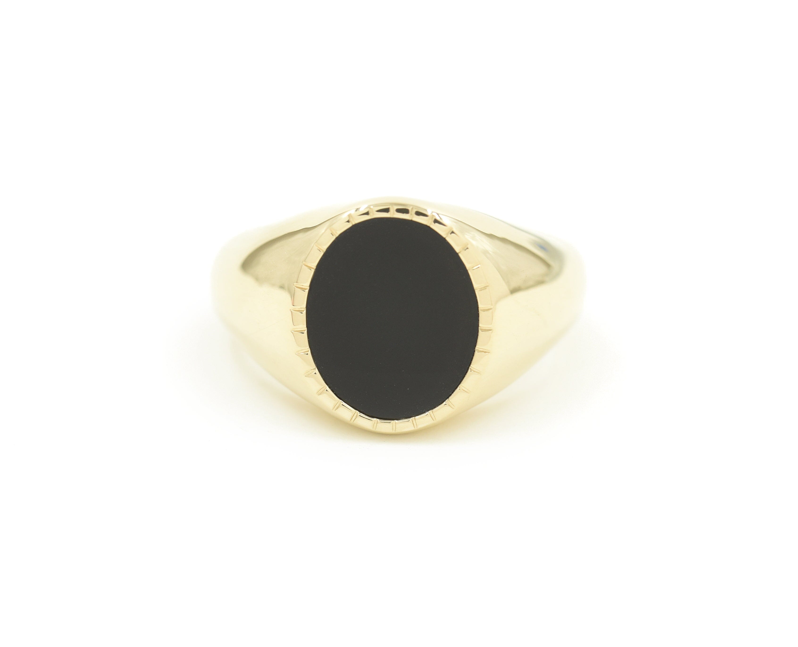Black Onyx Textured Signet Ring Rings - BONDEYE JEWELRY ®