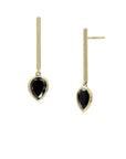 Black Pear Cut Jollie Gold Bar Earrings Earrings - BONDEYE JEWELRY ®
