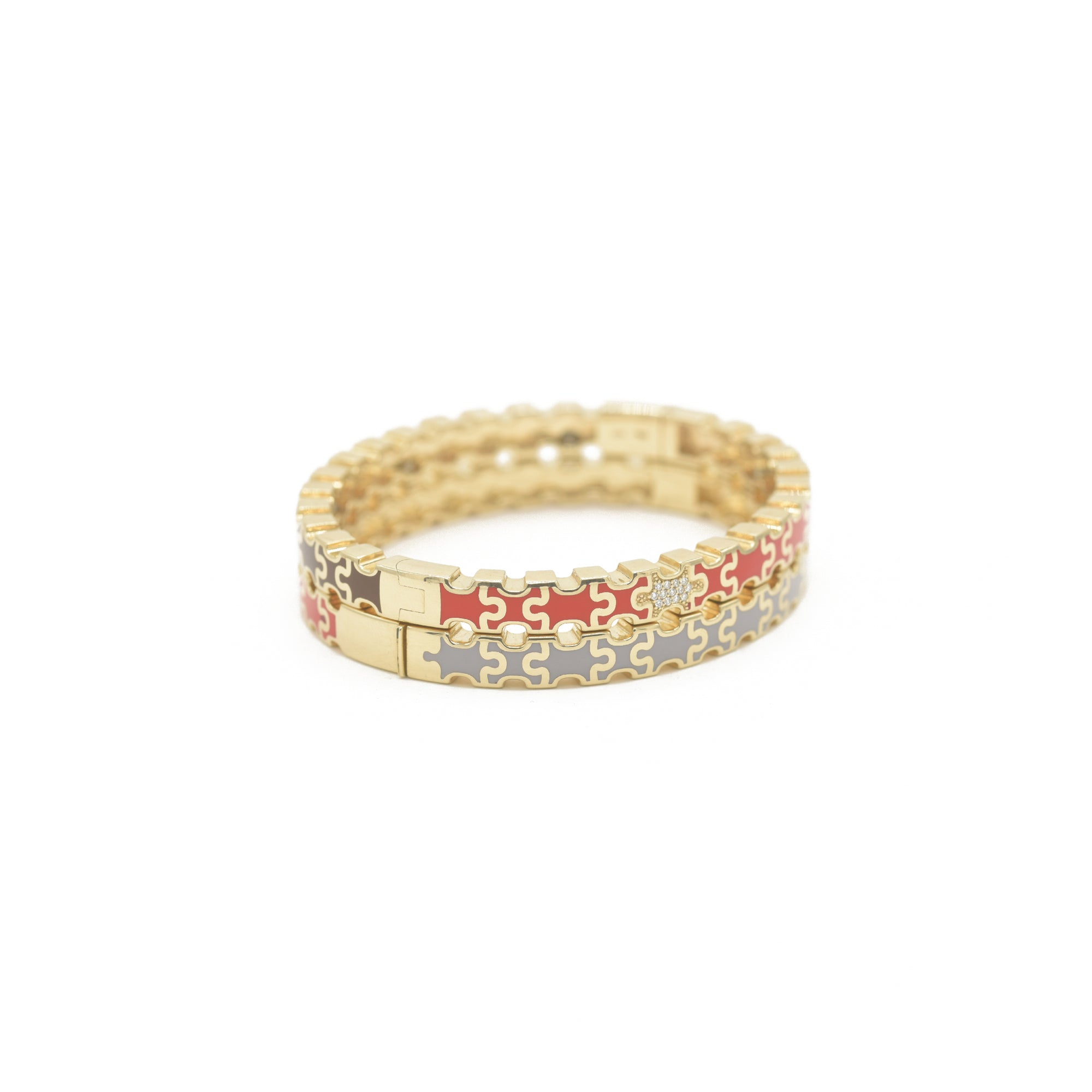 Linked in Love Red &amp; Grey Bracelet