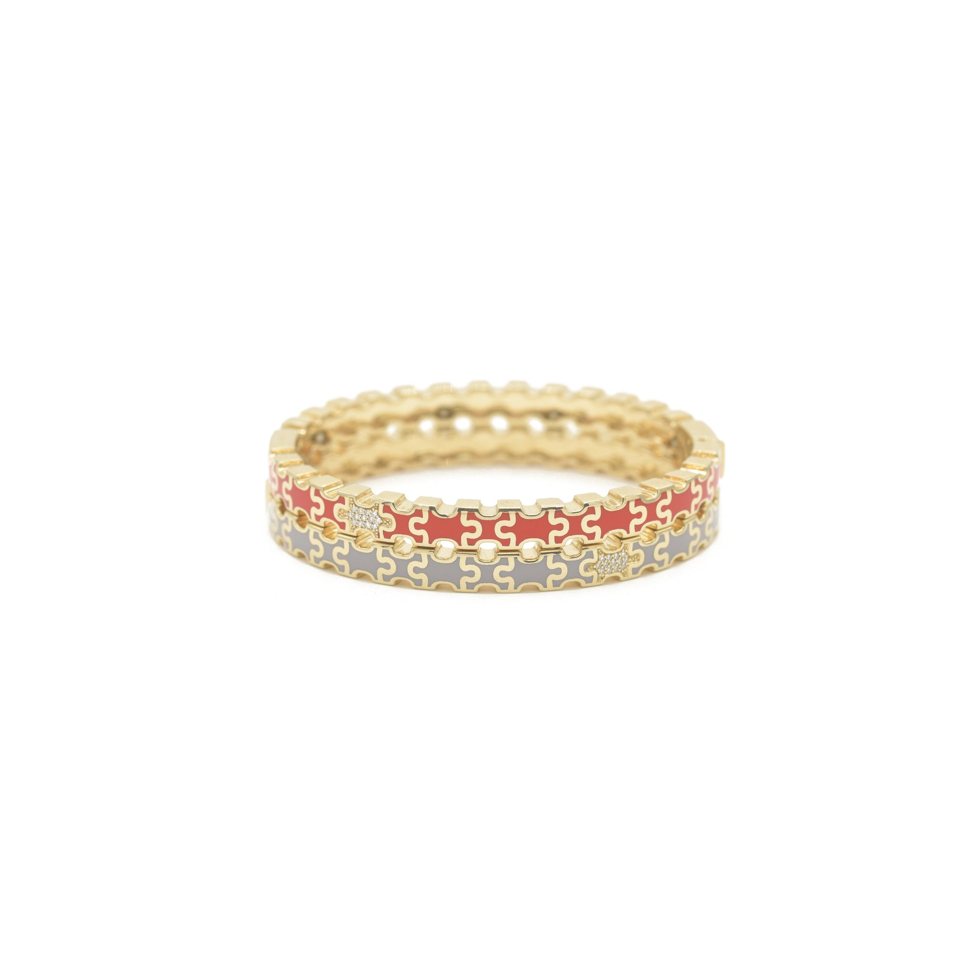 Linked in Love Red &amp; Grey Bracelet