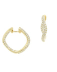 Large Hinged Wave Hoops, Full Pavé Diamonds