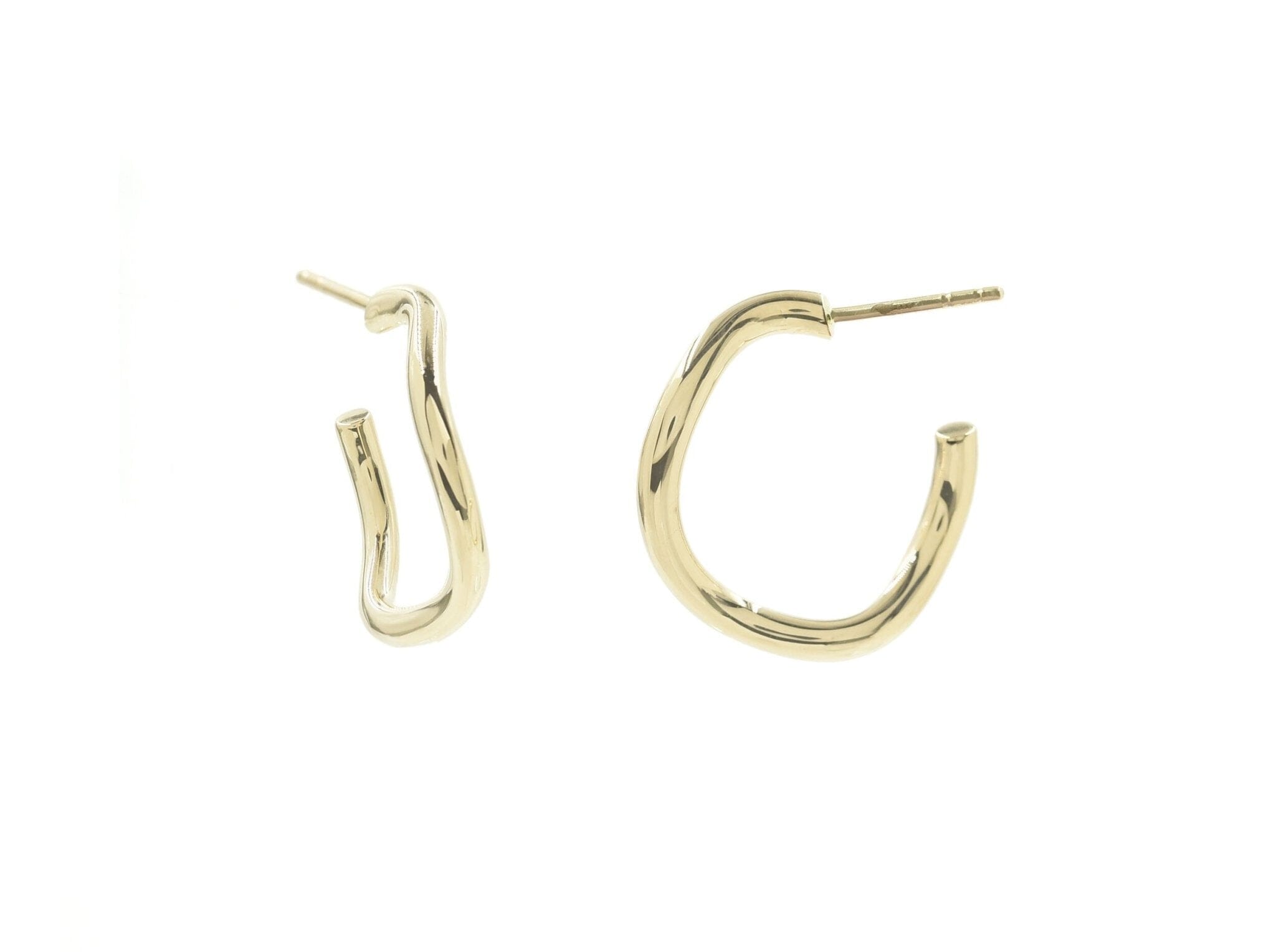 Golden Wave Hoops with Posts Earrings - BONDEYE JEWELRY ®