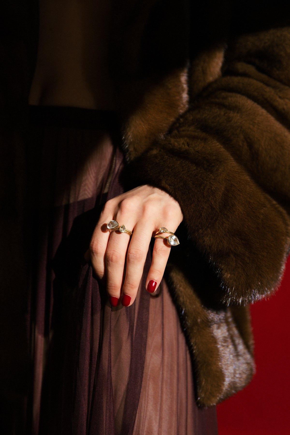White Topaz Pear Cut Mini Jollie Ring - BONDEYE JEWELRY ®