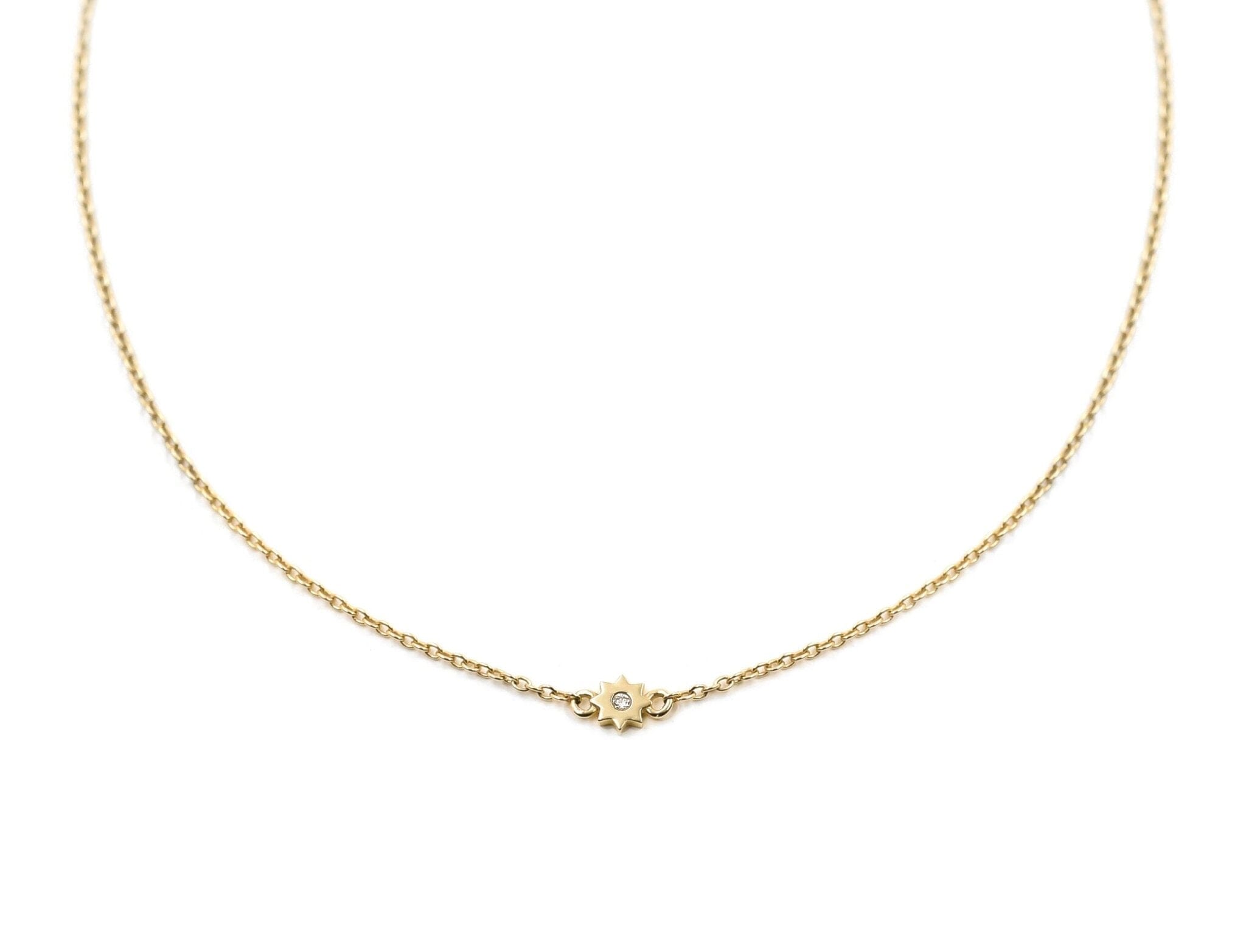 Mini Starburst &amp; White Diamond Dainty Necklace Necklaces - BONDEYE JEWELRY ®