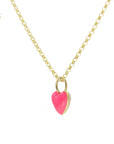 Neon Pink & Nude Beige Enamel Heart Necklaces - BONDEYE JEWELRY ®