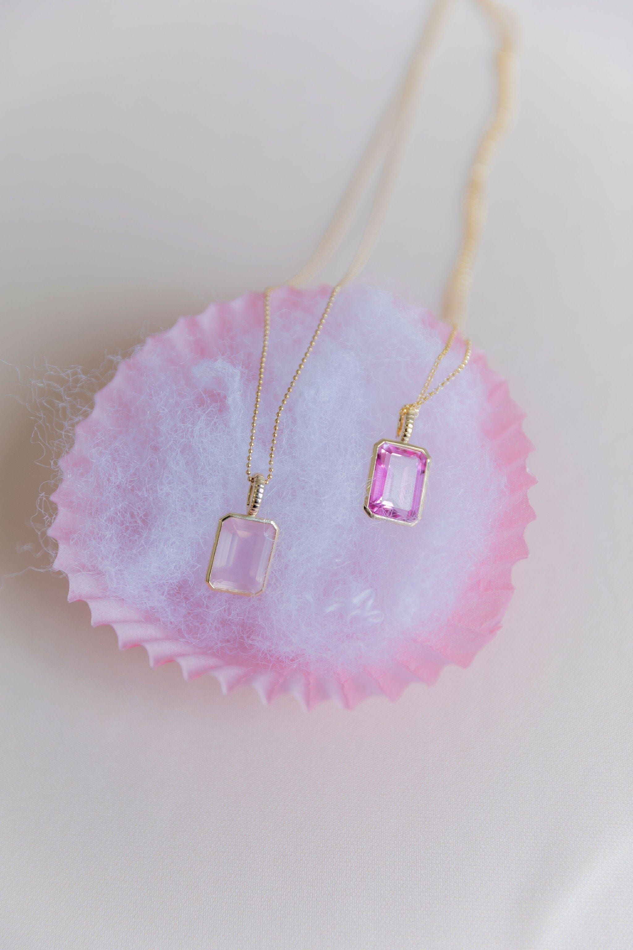 Pink Topaz Emerald Cut DETACHABLE Jollie Pendant & Chain Necklaces - BONDEYE JEWELRY ®