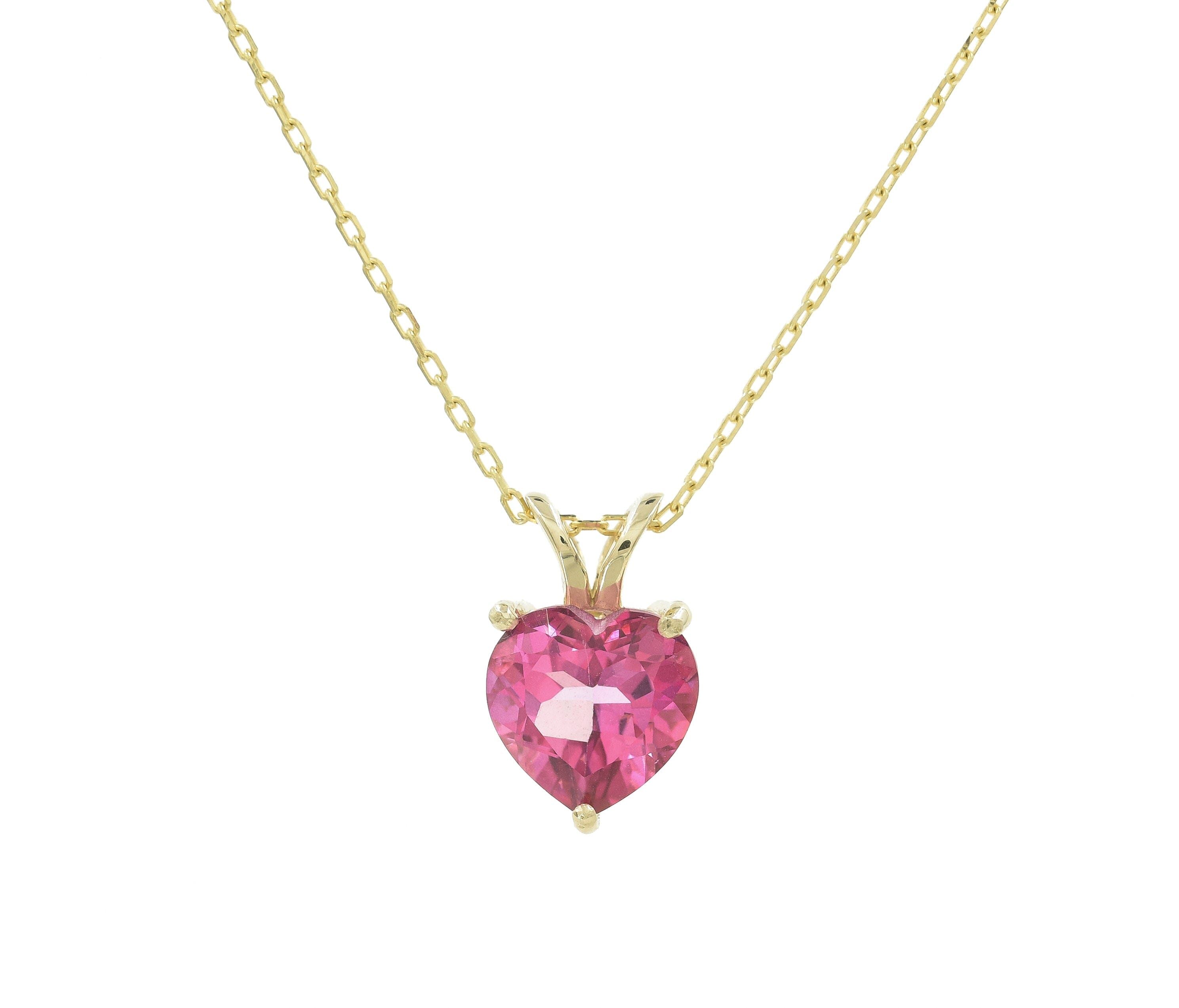 Pink Topaz Heart Pendant on Chain Necklaces - BONDEYE JEWELRY ®