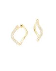 Small Hinged Wave Hoops, Pavé Diamonds (Front Only)