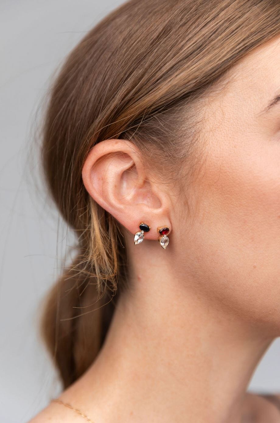 Strawberry Crystal Diamond Jollie Studs Earrings - BONDEYE JEWELRY ®