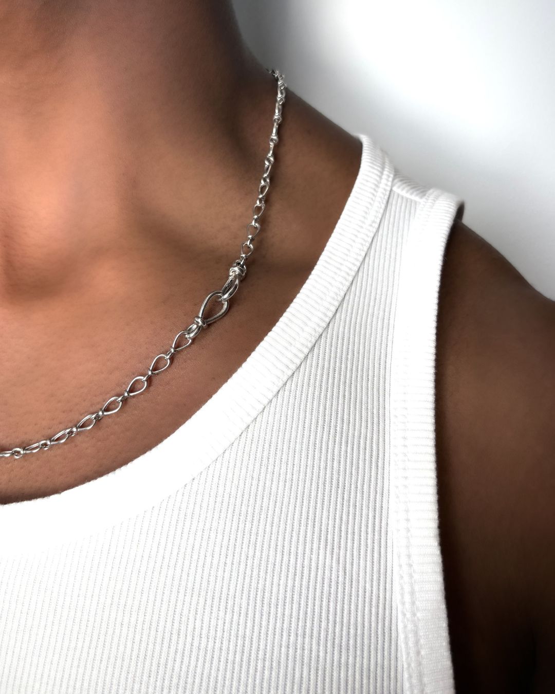 Teardrop Silver Link Lariat Necklace - BONDEYE JEWELRY ®