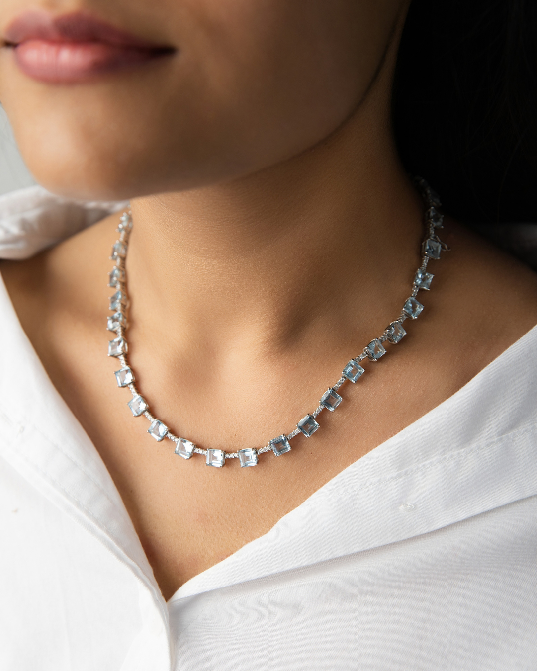 The Aquamarine Riviera Necklace - BONDEYE JEWELRY ®