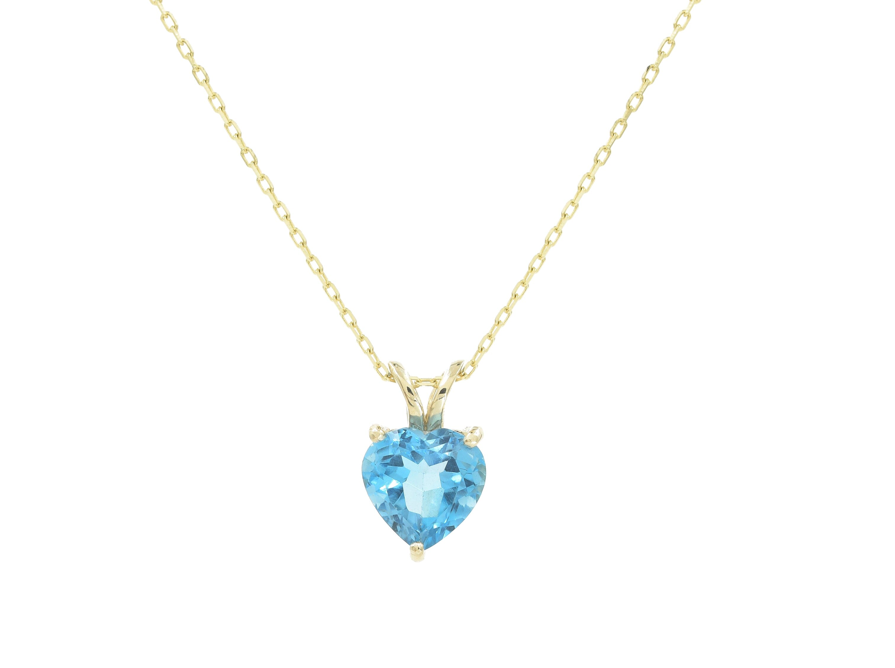 Valentine Blue Topaz Heart Pendant on Chain Necklaces - BONDEYE JEWELRY ®