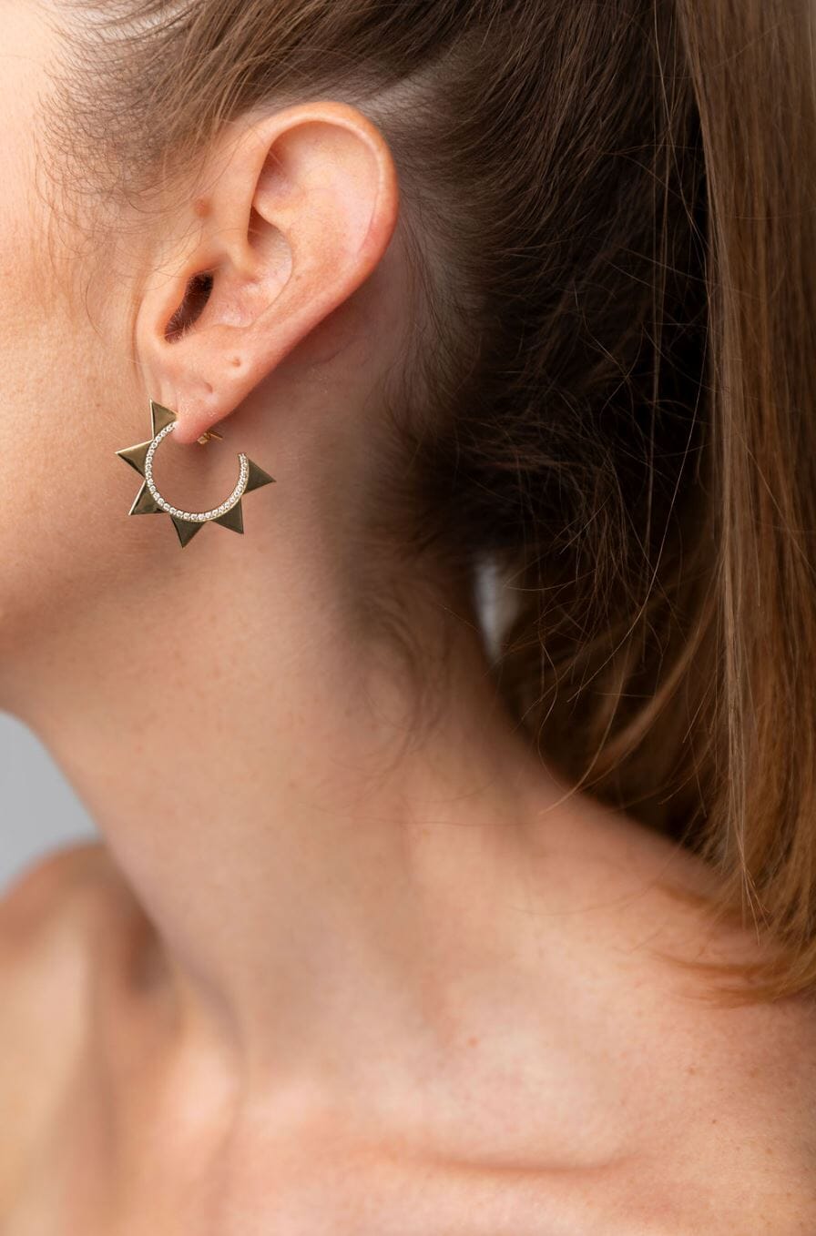 Venus Hoop Earrings with White Diamonds Earrings - BONDEYE JEWELRY ®
