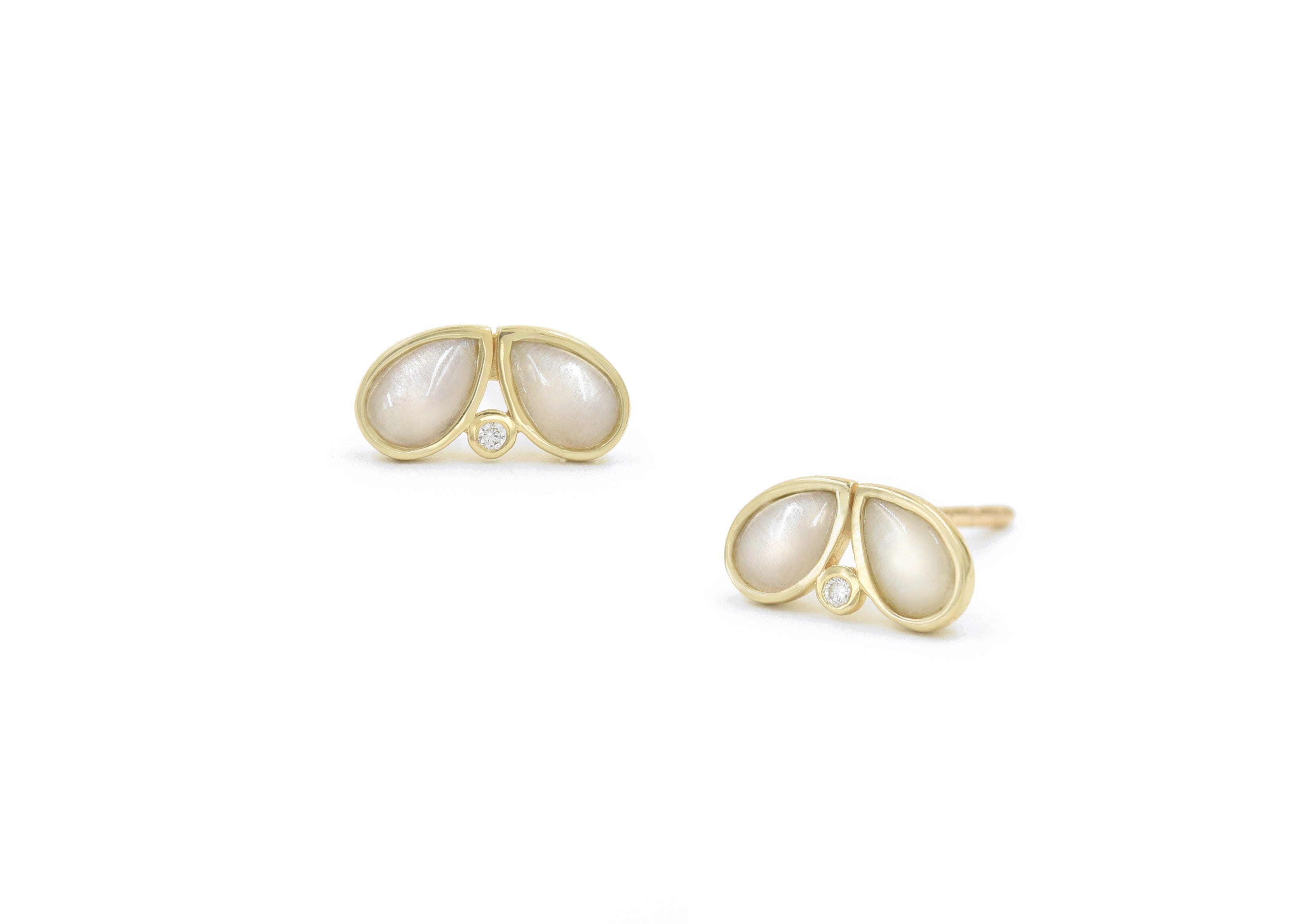 White Moonstone Diamond Butterfly Earrings Earrings - BONDEYE JEWELRY ®