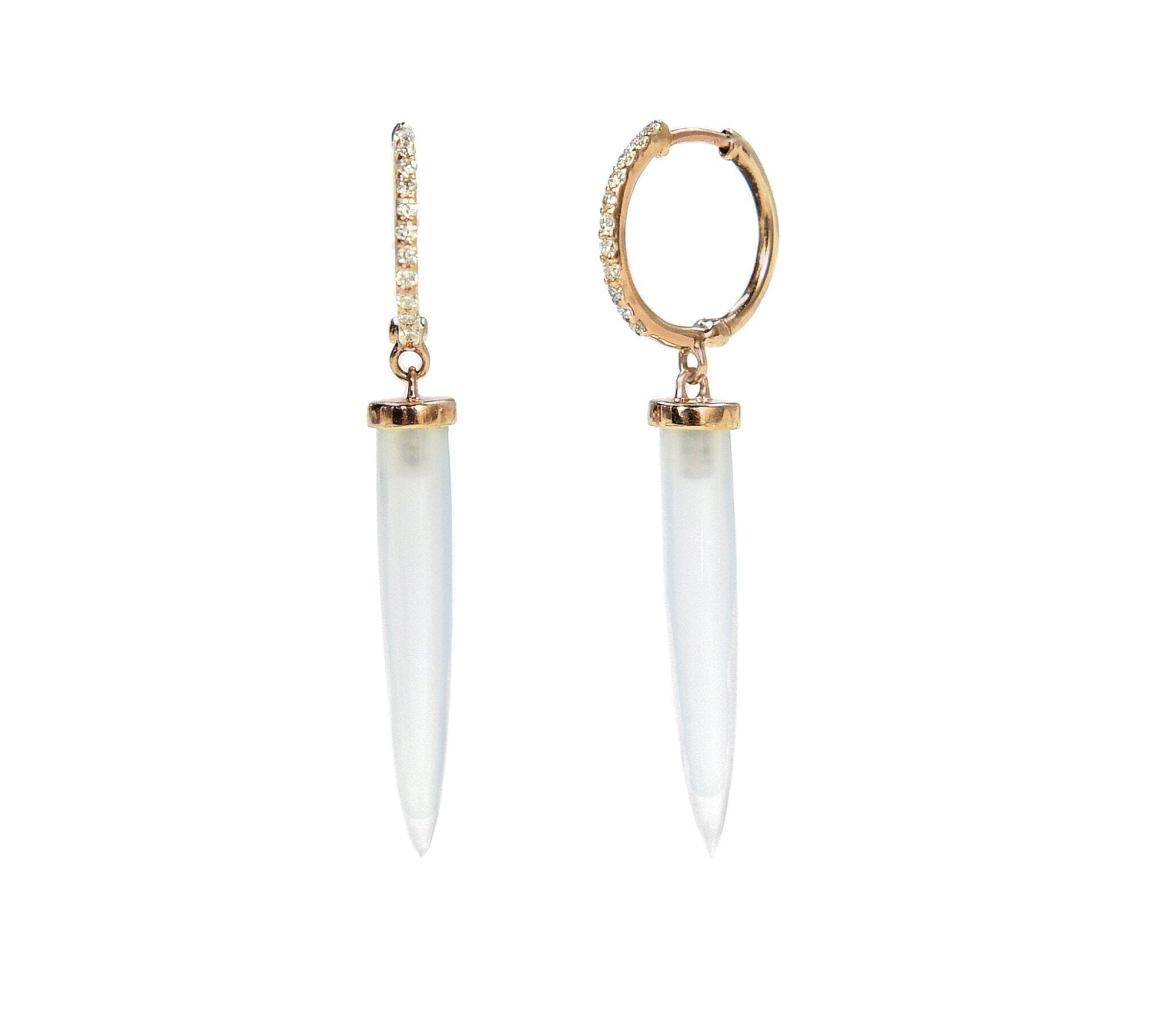 Aphrodite Diamond & Chalcedony Hoop Earrings Earrings BONDEYE JEWELRY ® Rose Gold Pair 