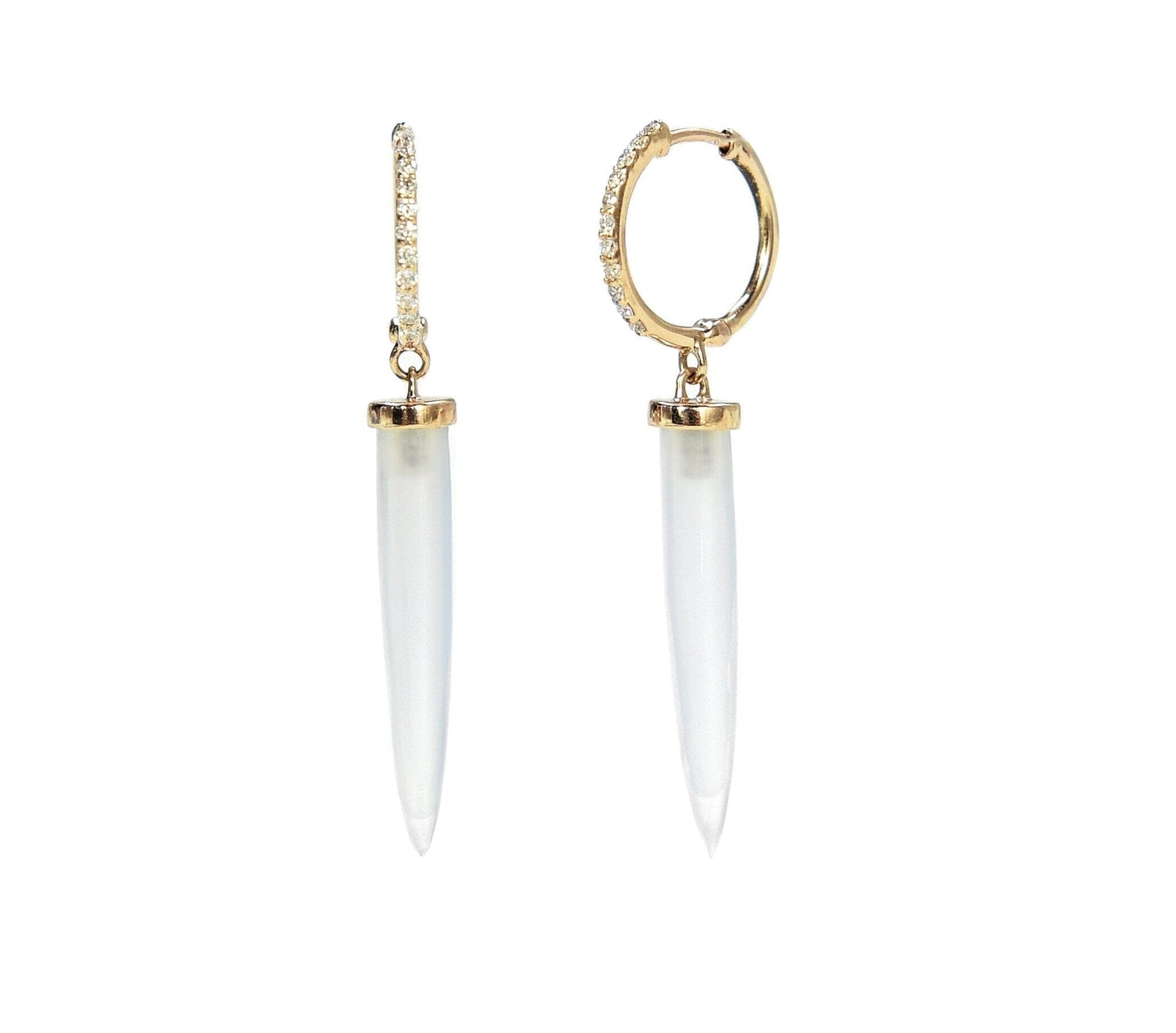 Aphrodite Diamond & Chalcedony Hoop Earrings Earrings BONDEYE JEWELRY ® Yellow Gold Pair 