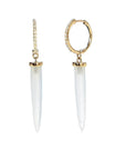 Aphrodite Diamond & Chalcedony Hoop Earrings Earrings BONDEYE JEWELRY ® Yellow Gold Pair 