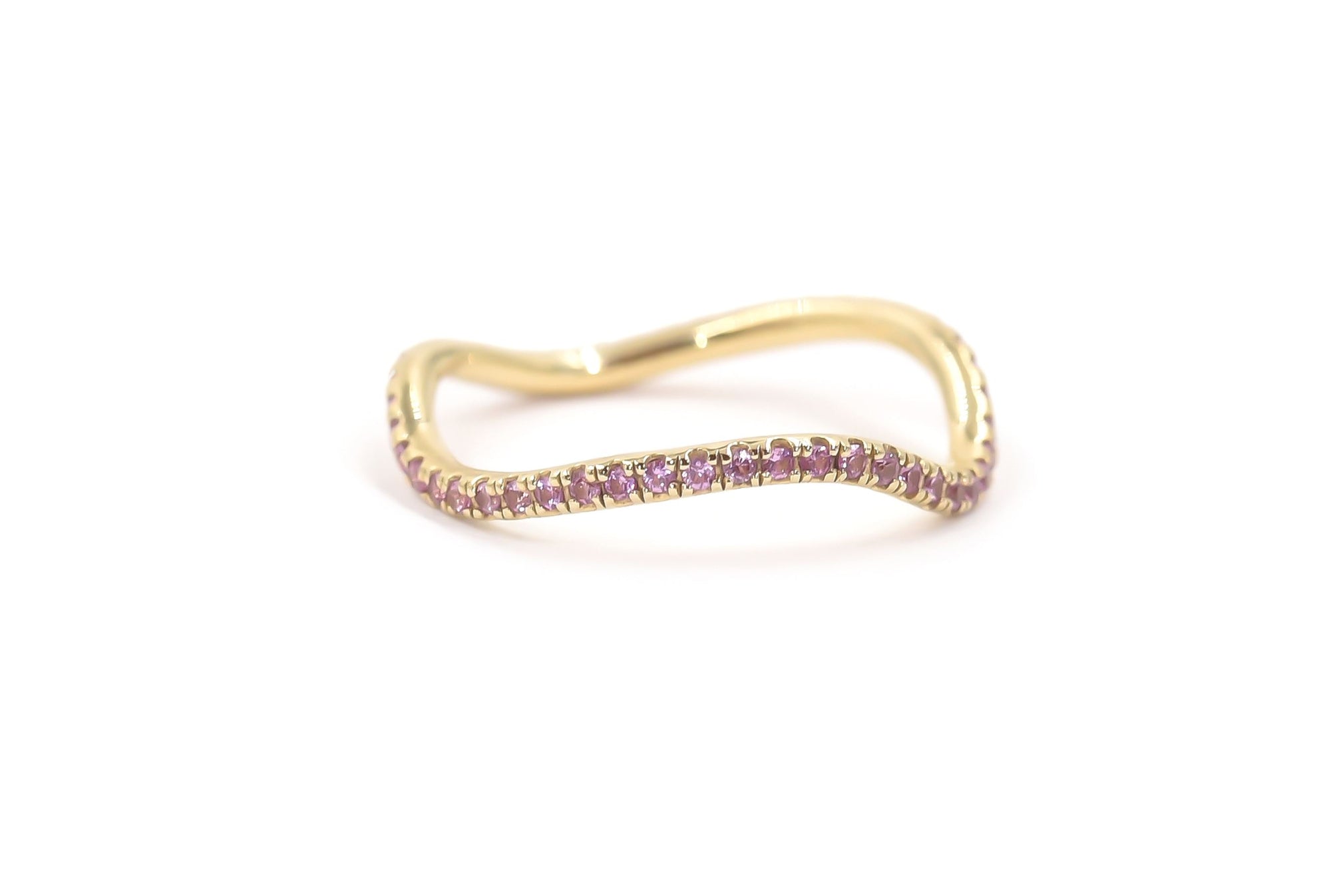 Birthstone Wave Ring Rings BONDEYE JEWELRY ® 4 Yellow Gold February - Amethyst