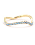 Birthstone Wave Ring Rings BONDEYE JEWELRY ® 4 Yellow Gold March - Aquamarine