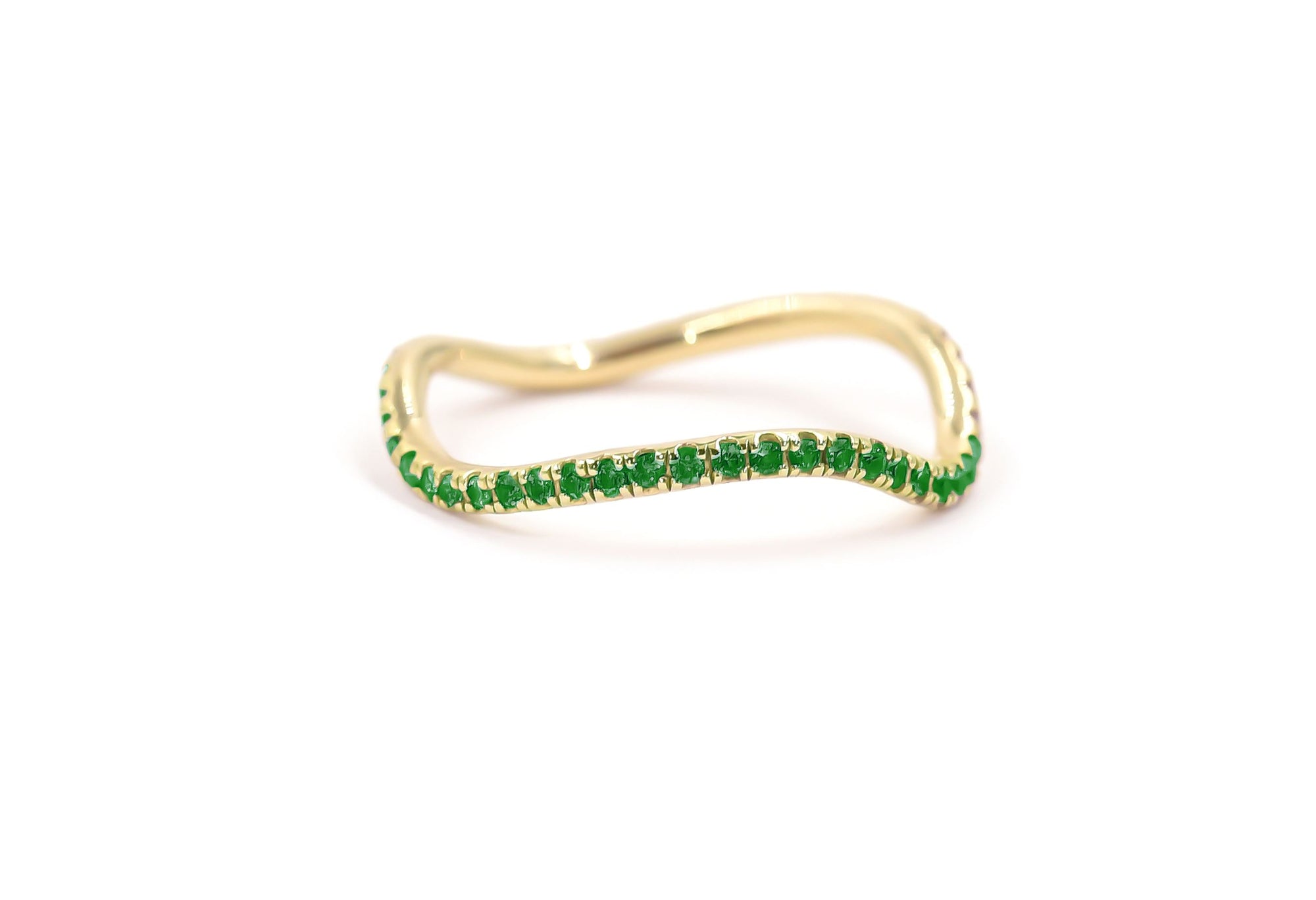 Birthstone Wave Ring Rings BONDEYE JEWELRY ® 4 Yellow Gold May - Emerald