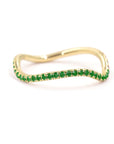 Birthstone Wave Ring Rings BONDEYE JEWELRY ® 4 Yellow Gold May - Emerald