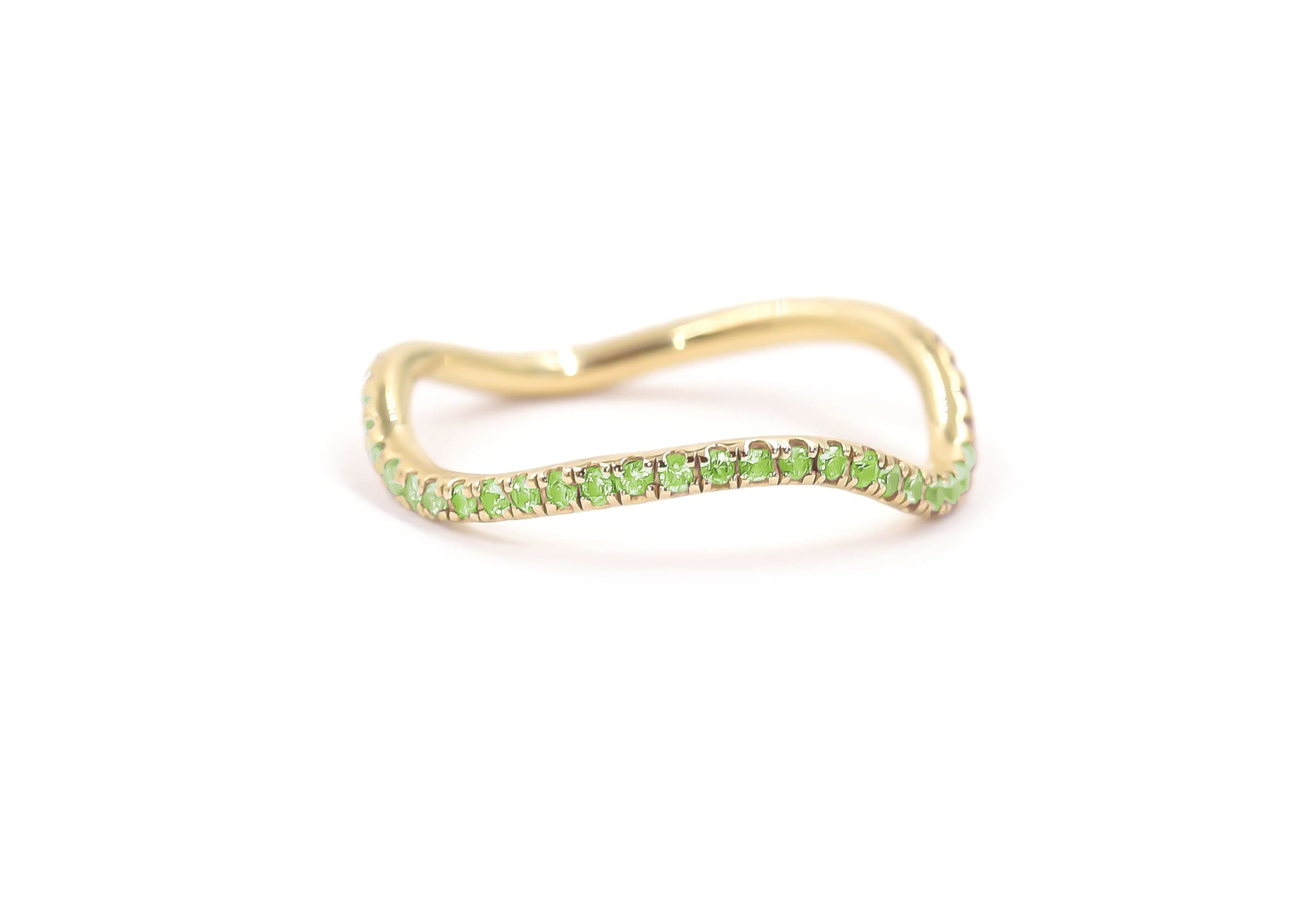 Birthstone Wave Ring Rings BONDEYE JEWELRY ® 4.5 Yellow Gold August - Peridot